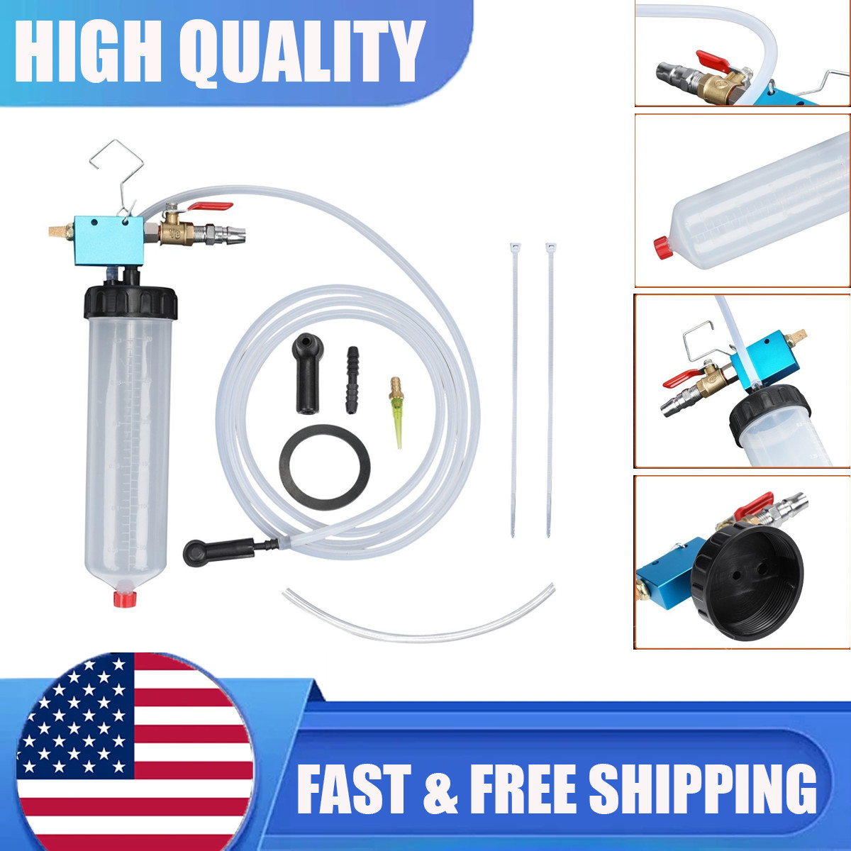 Vacuum Brake Bleeder Automotive Fluid Reservoir Oil Change Pump Tool Kit 300ml