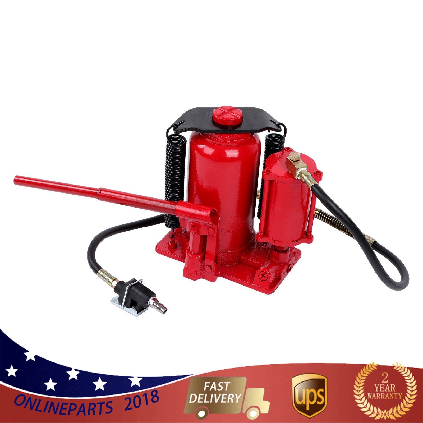 Pneumatic Air Hydraulic Bottle Jack with Manual Hand Pump, 20 Ton (40,000 lb)