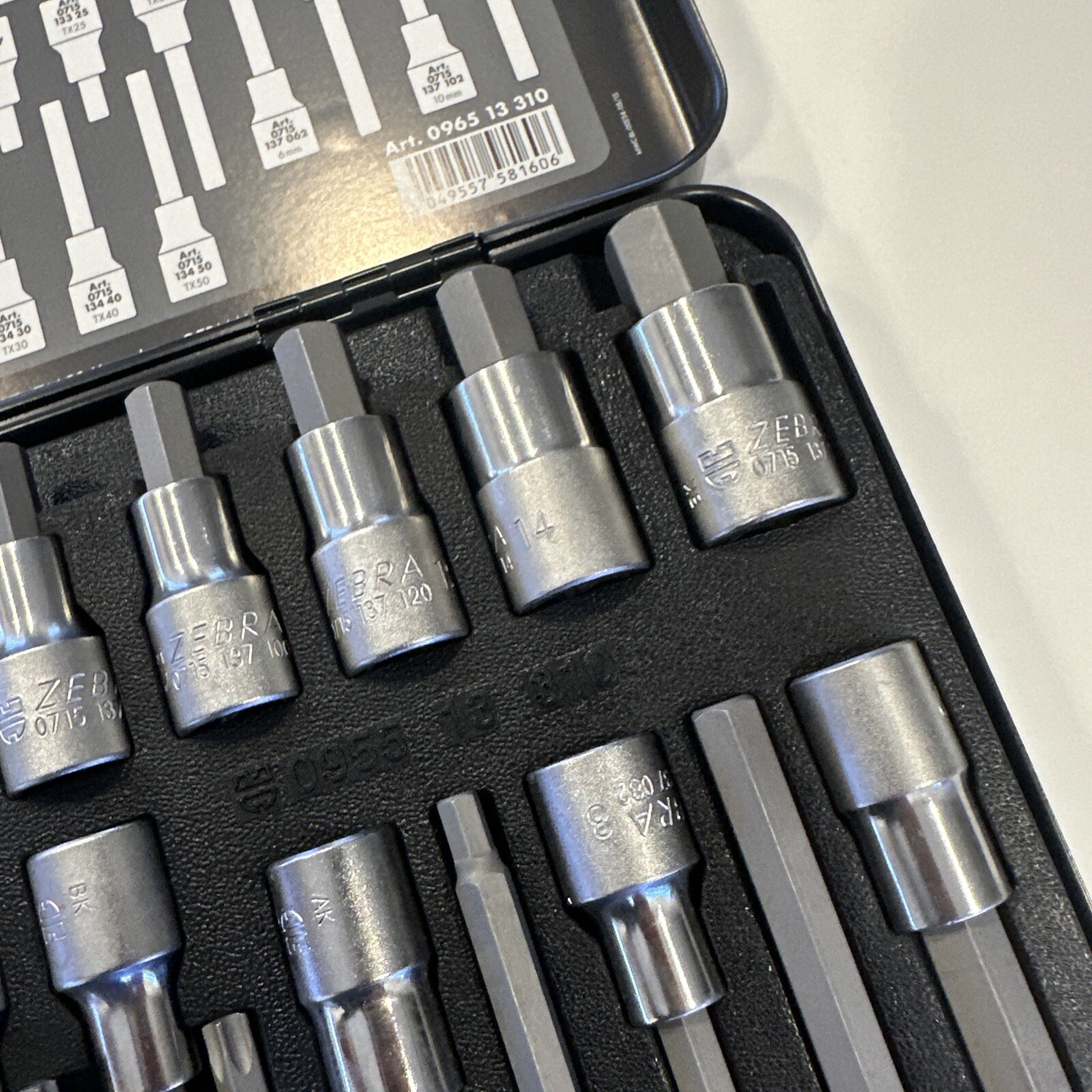 Wurth ZEBRA 1/2 Inch Torx, Multi-Point (12-Pt), & Allen Socket Set 31 Pc W/ Case