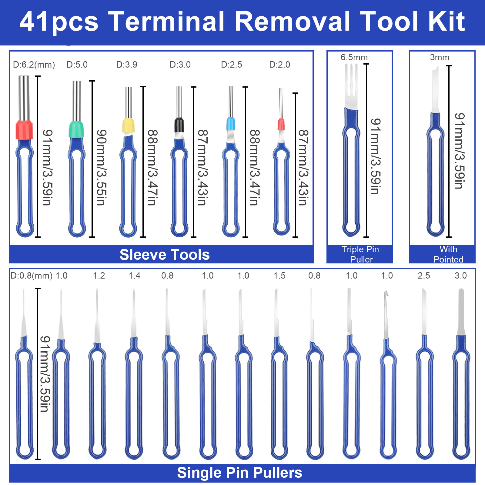 41xPinExtractorTerminalEjectorConnectorRemovalToolWithProtectiveBag