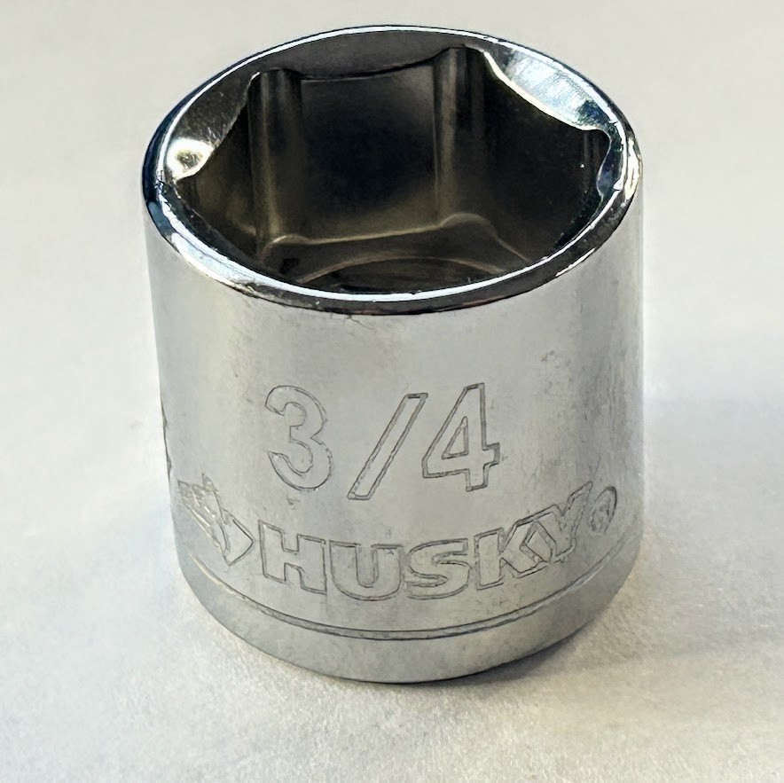 Husky 3/4″ x 3/8″ Dr Chrome Socket – 6 Pt – Free USA Shipping
