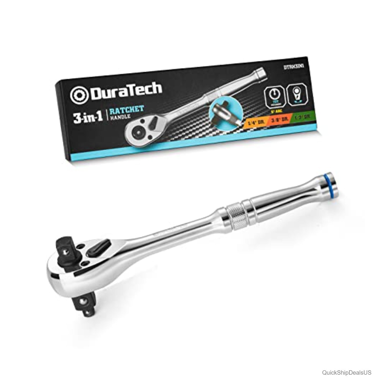 Ratchet Handle 3 in 1 1/4 3/8 1/2 Drive 72 Tooth Reversible Switch Alloy Steel
