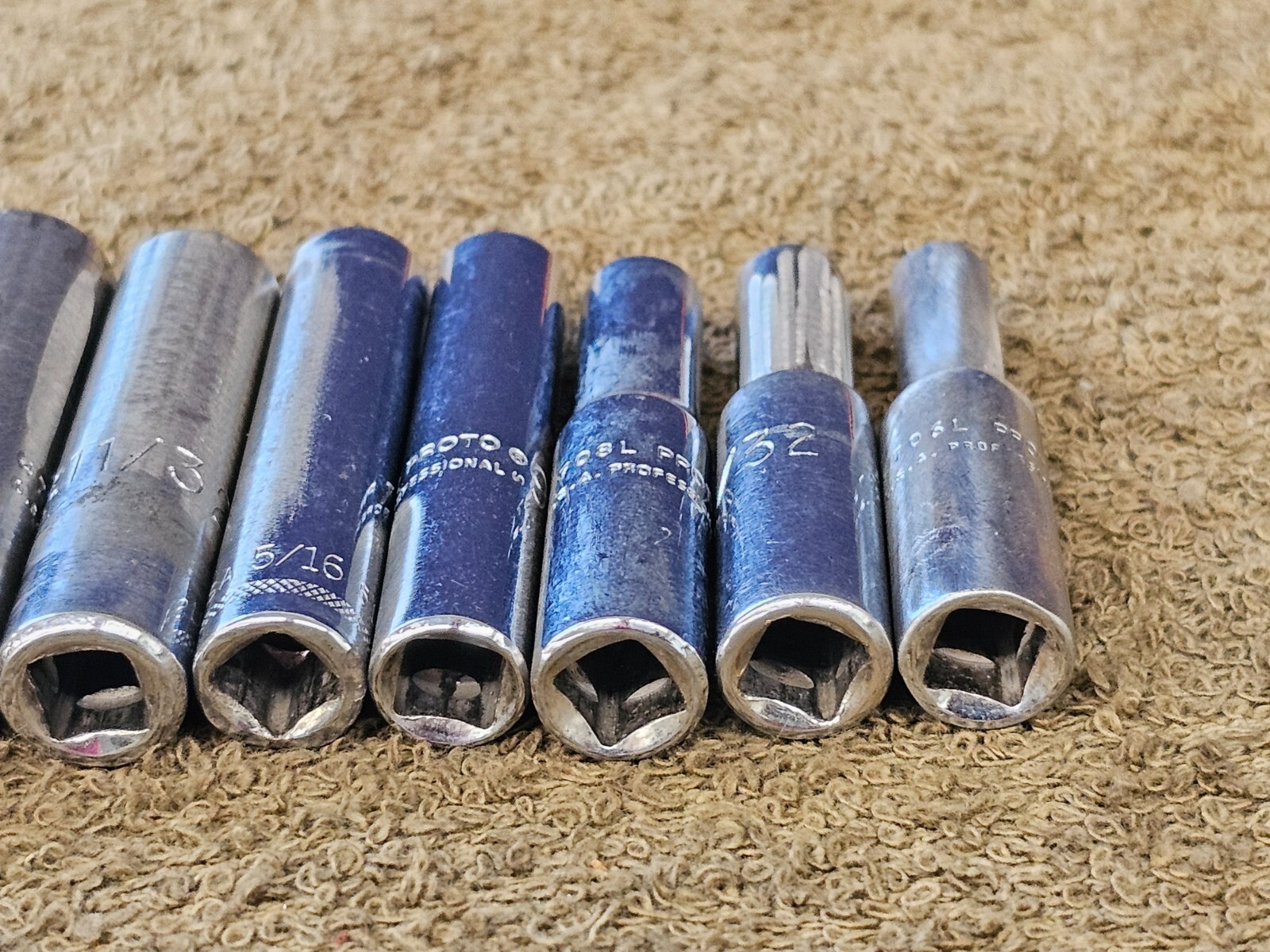 9 Proto Professional Deep Well Long Socket 1/4″ Drive Sae Set 1/2 3/8 3/16 4716L