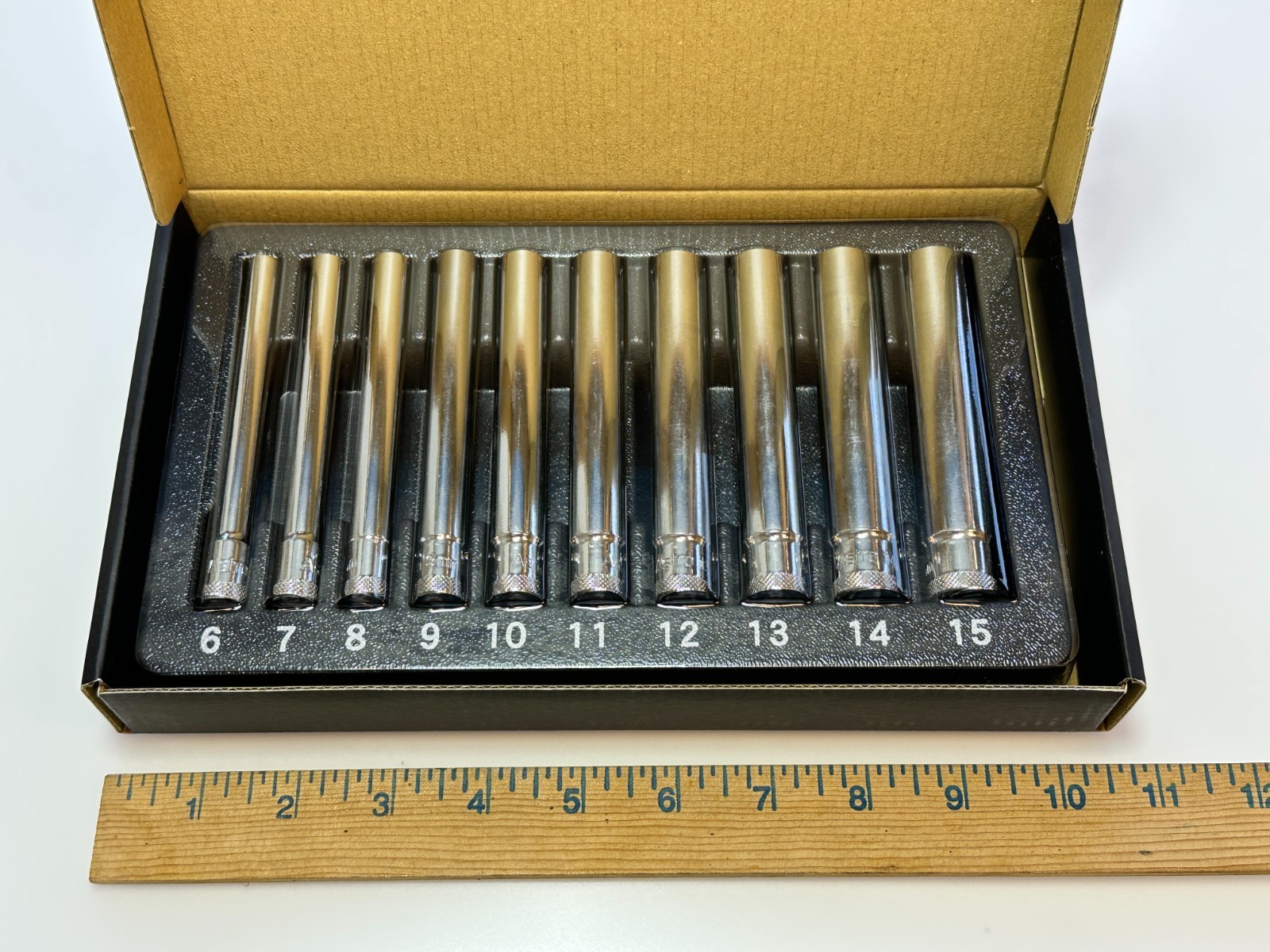 NEW ASTRO 10pc 4111 Extra Deep (4.5″ Long) Metric Socket Set 6mm-15mm 1/4″ Drive
