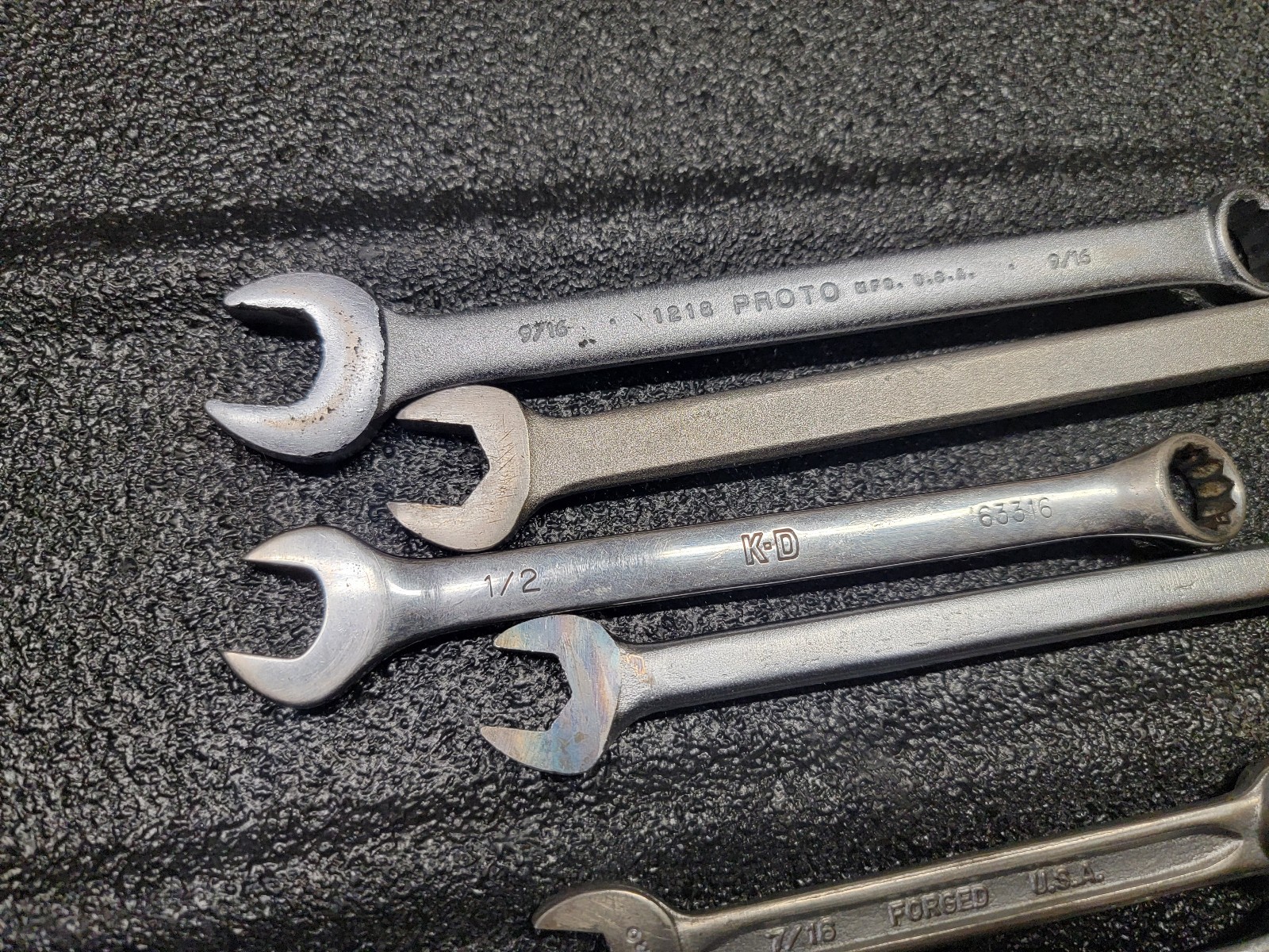 Vintage USA SAE combination wrench lot Proto Bonney K-D Indestro 8 Piece