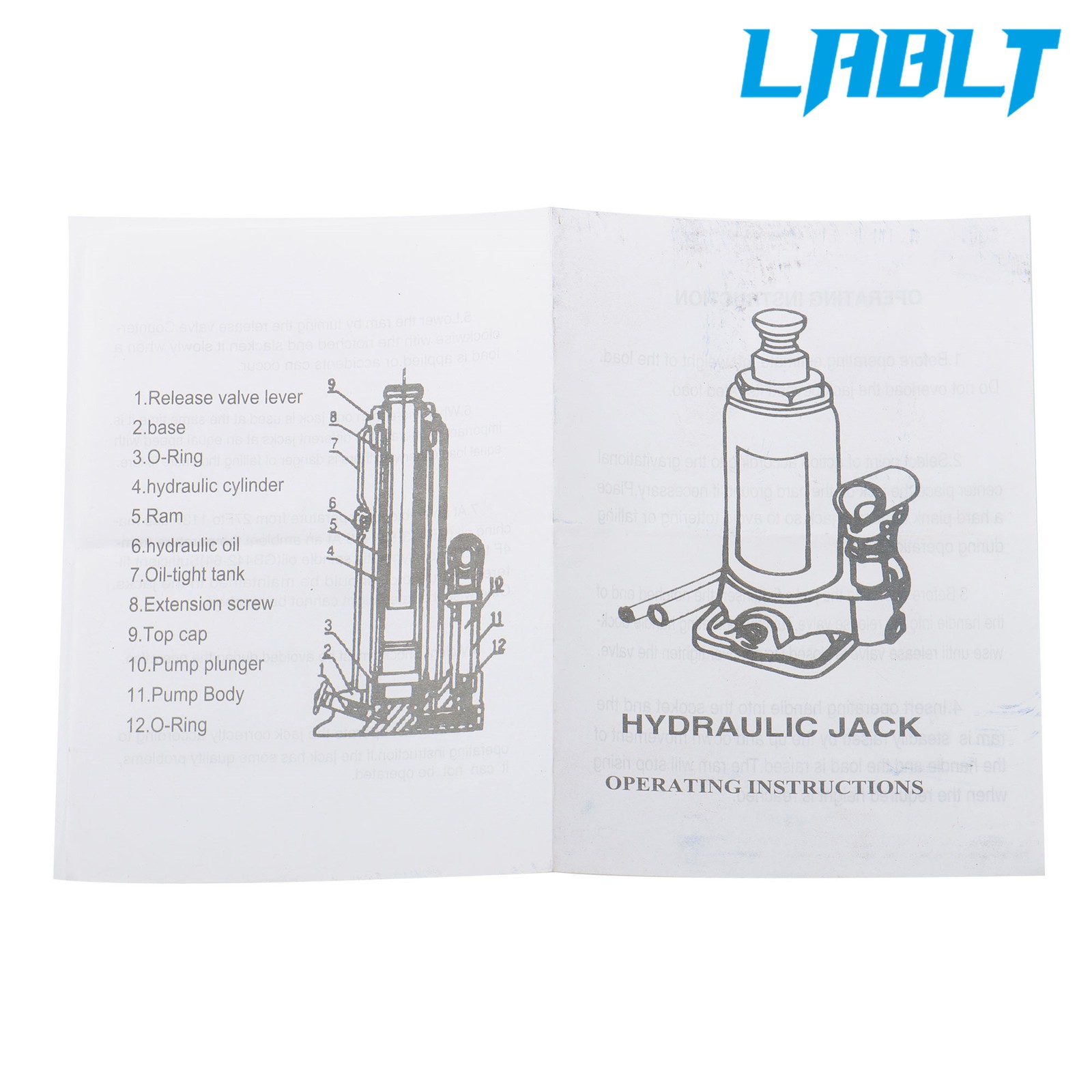 LABLT Hydraulic Car Bottle Jack For Auto Repair and House Lift 10 Ton 20000 LBS