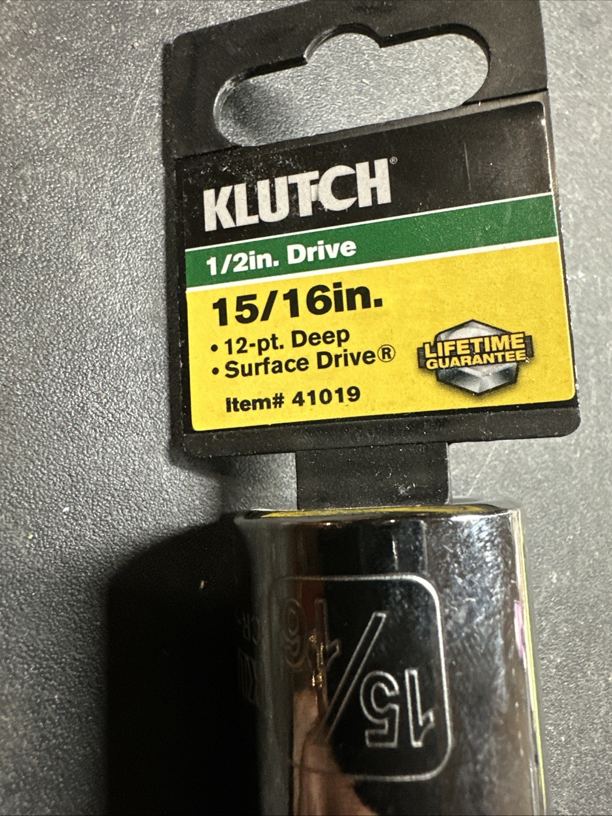 New Klutch 1/2” Drive 12pt Deep 15/16” Sae Socket