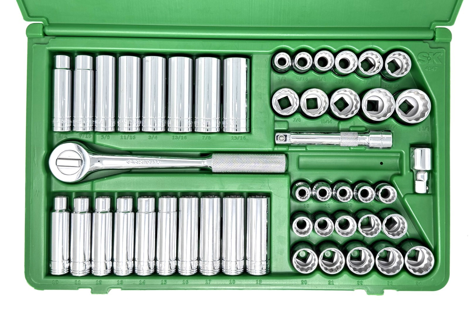 SK 4147 1/2″ 47 Piece 12 Pt Standard & Deep Metric & SAE Socket Set