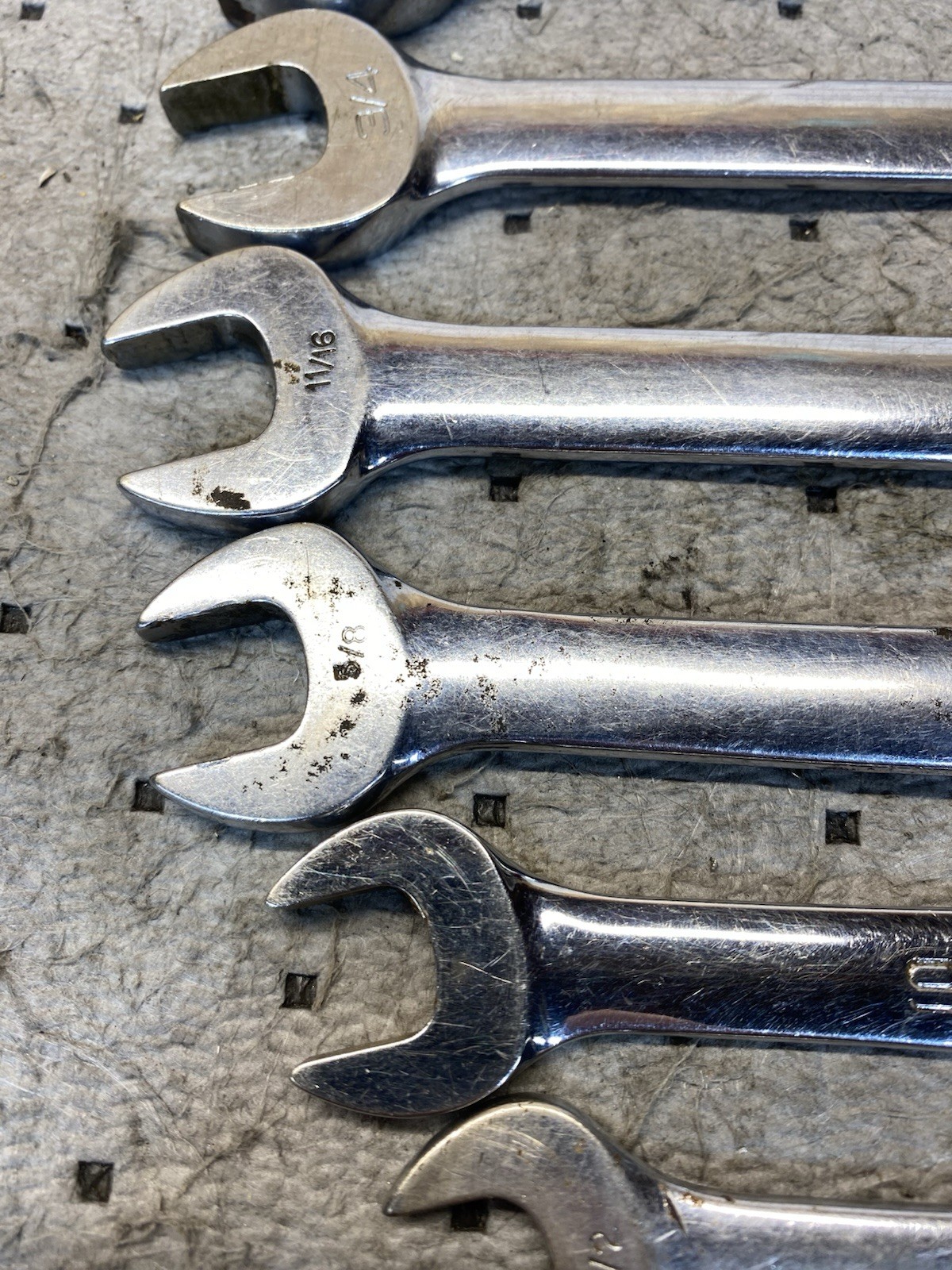 Snap On Wrench Set Lot Of 7. 7/8- 13/16-3/4-11/16-5/8-9/16-1/2