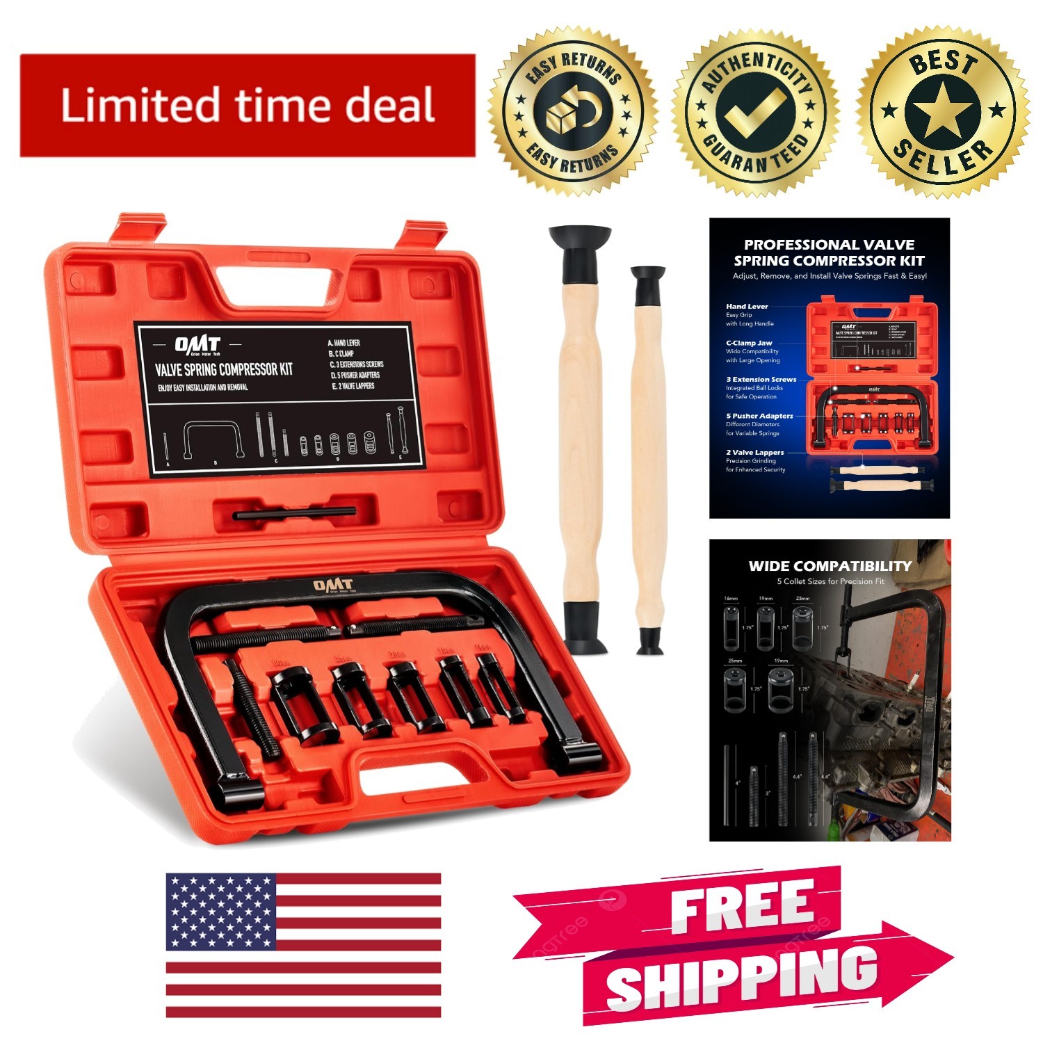 10-Piece Valve Spring Compressor Set with Durable C Clamp for Safe Maintenance