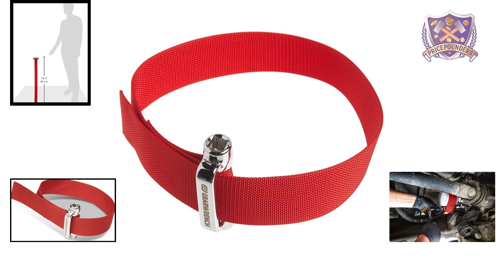 Heavy Duty Oil Filter Strap Wrench Chrome Plated Nylon Handle 32 Inches