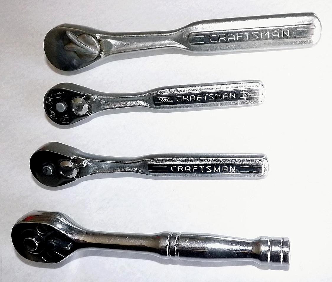 4 LOT- 2 CRAFTSMAN #43185 -V- 1/4″ Dr- 7″ 3/8″ Dr =V= + ONE 5.5 UNMARKED RATCHET