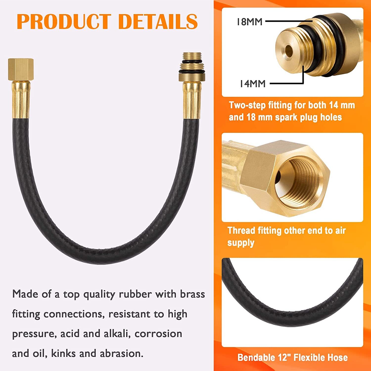 19700 Valve Holder Heavy-Duty 12″ Flexible Hose for 14 and 18 Millimeter Threads