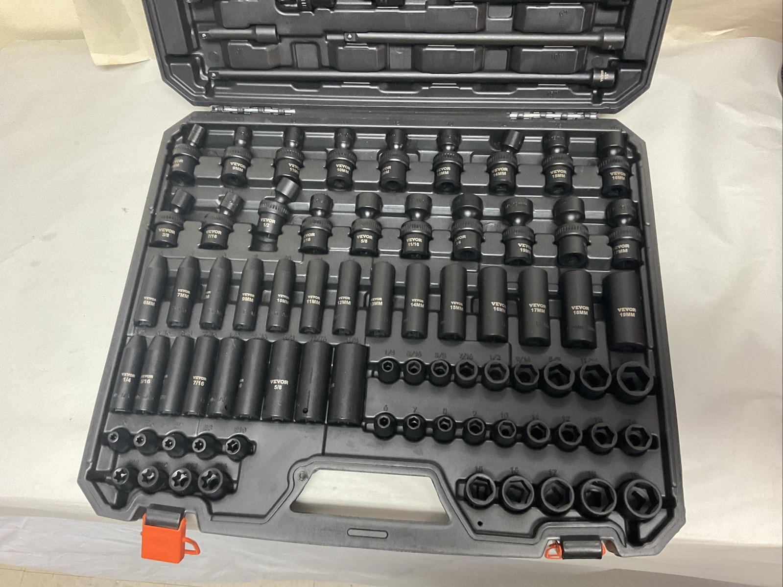 VEVOR 90-Pc 3/8» Impact Socket Set CR-MO SAE & Metric 1/4»-3/4», 6-19mm
