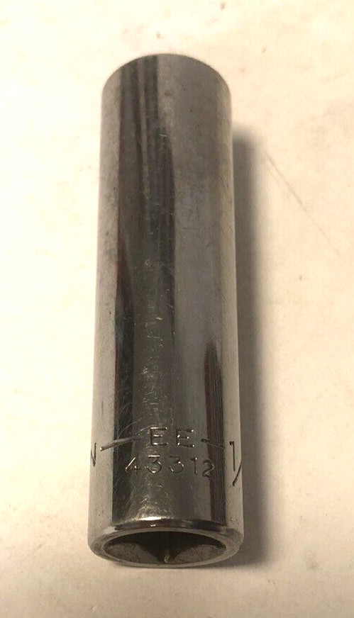 2 Craftsman Deep Well Sockets 1/2″ & 7/16″ 3/8″ Drive 12 Pt 43311 43312 EE Vtg