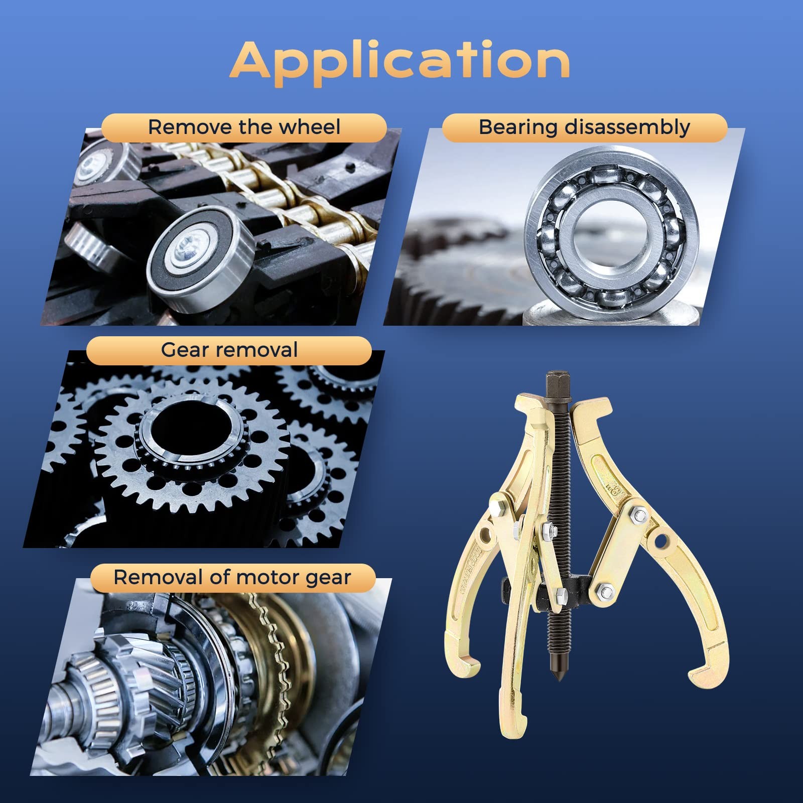 Bearing Puller 2/3 Arm, Made of Carbon Steel, for Gearbox/Bearings/Flywheel?der/Rie…