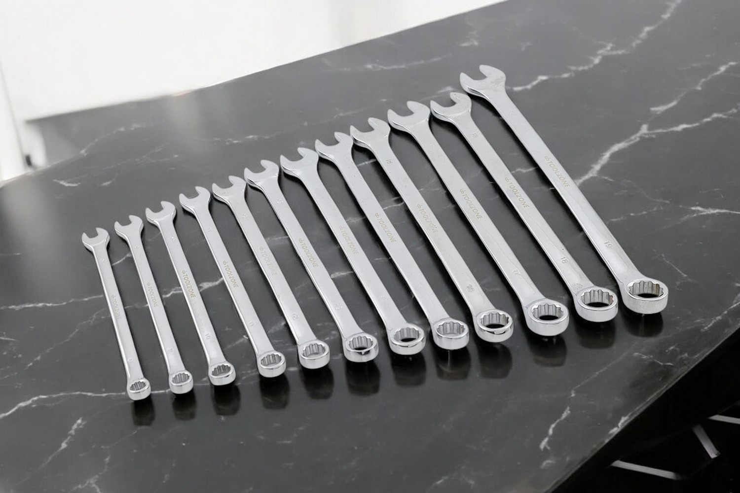 12pc Combination Spanner Set Extra Long 8-19mm Metric Wrenches Open Ring + Roll