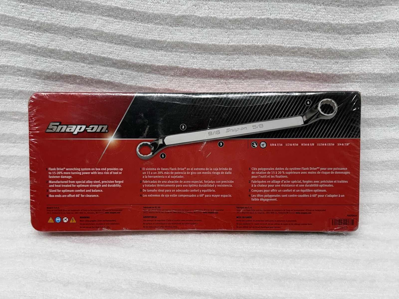 New Snap On 12 Pt STANDARD Deep 60° Offset Box Wrench 5 Pcs Set-XO605 SAE3/8-7/8