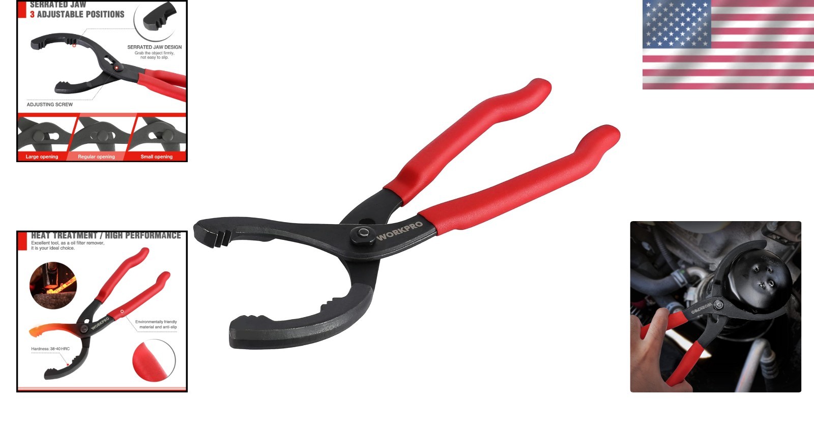 Versatile Adjustable Oil Filter Pliers – Fits Filters 2-3/8 to 4-1/2 Inches