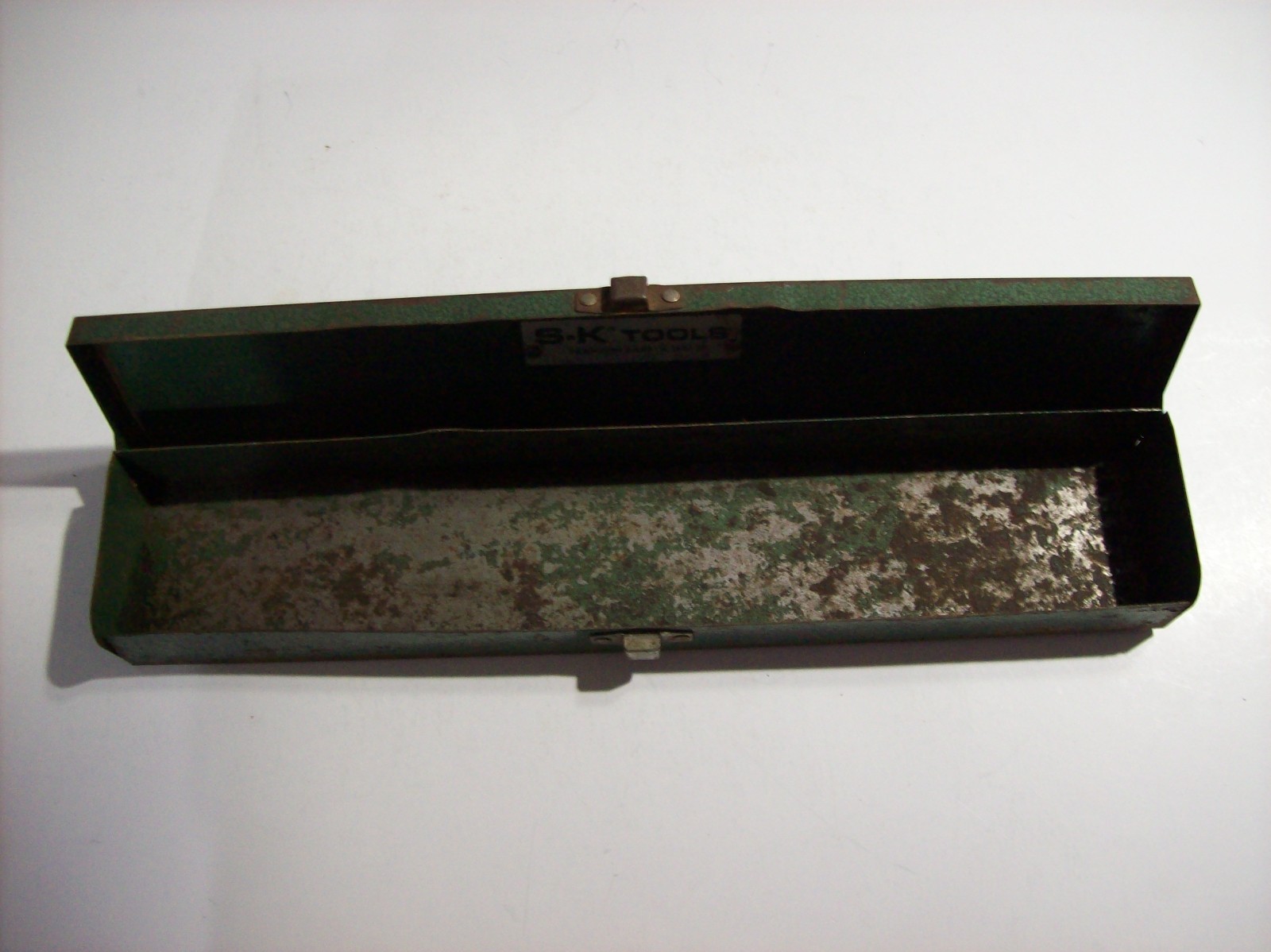EMPTY Vintage S-K Tools Green Metal Socket Set Case Box, 15″L x 3″ W x 1.5″ T