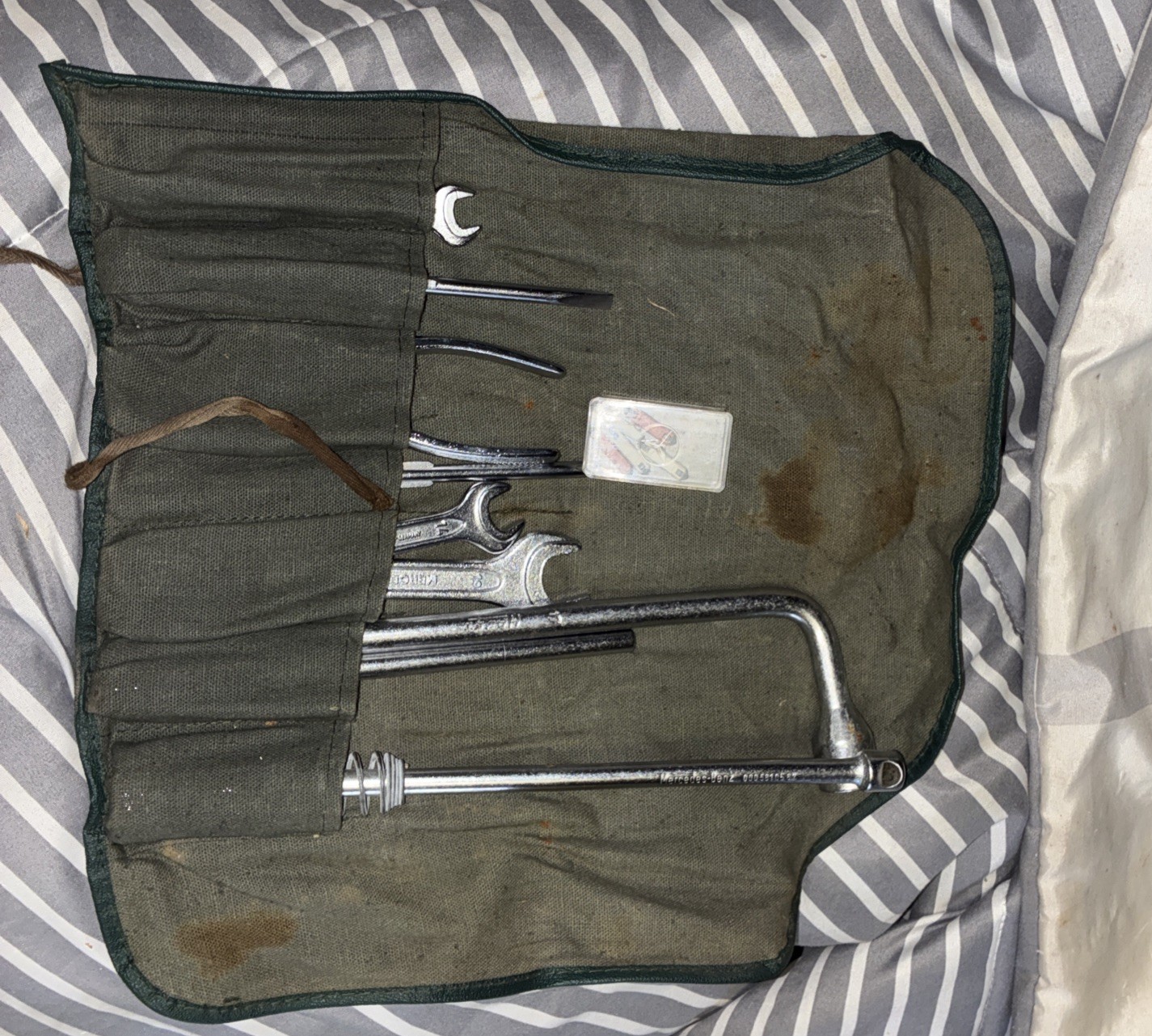 Vintage Mercedes Benz Tool Kit OEM Factory Wrenches In Green Bag Good Condition