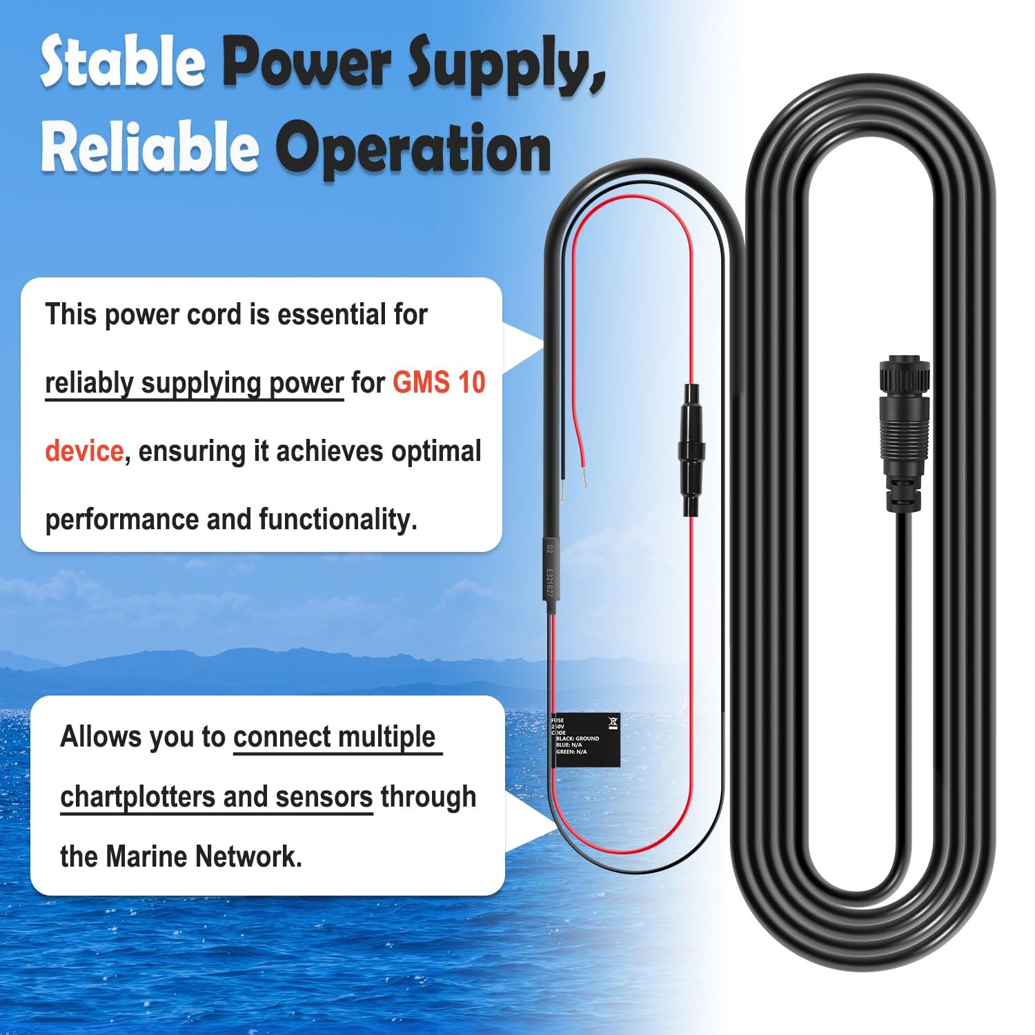 For Garmin GMS 10 Network Port Expander 010-10553-00 Power Cable 7-Pin Cord