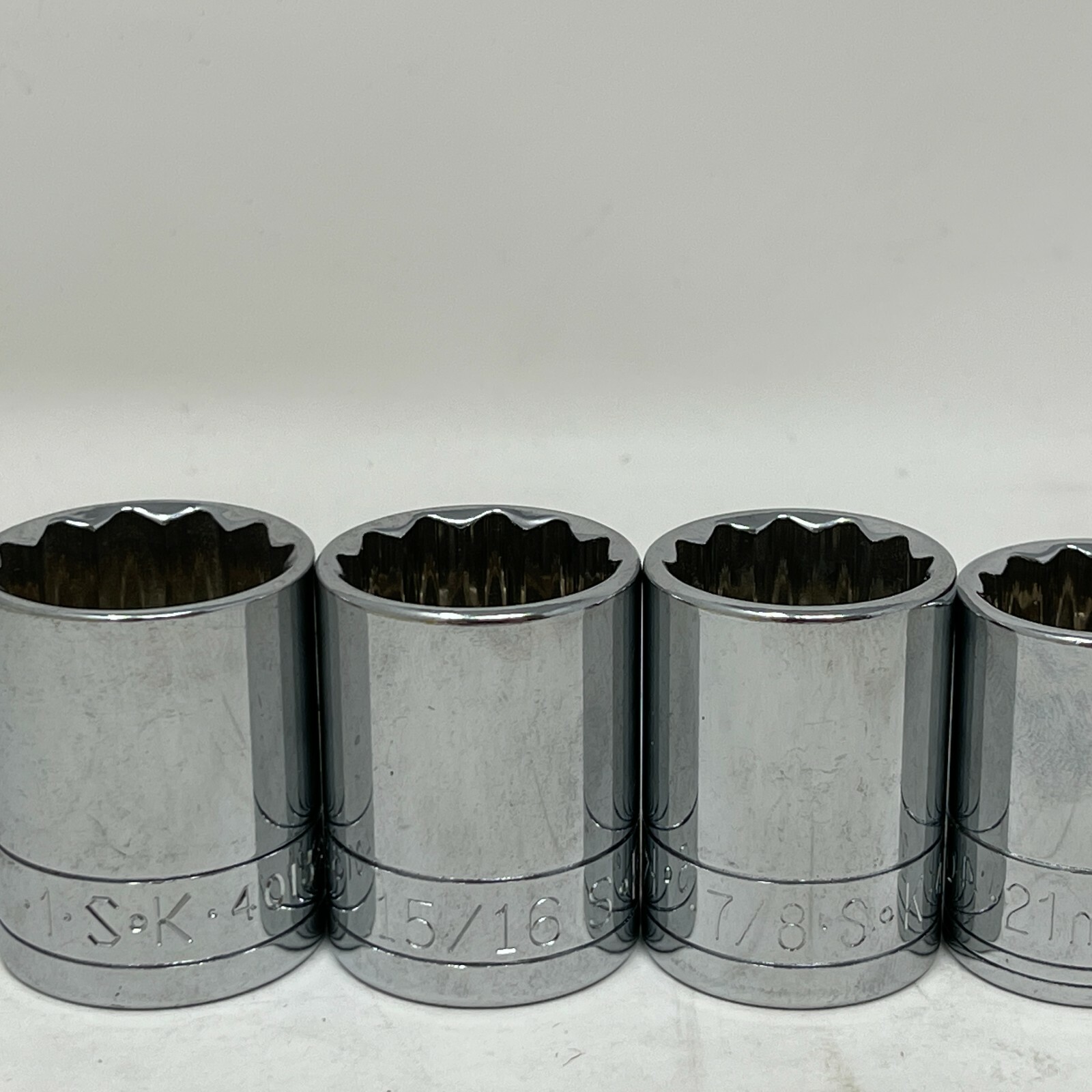 SK Tools 12Pts 1/2” Drive 9 Socket Set 40212 3/8″ To 40132 1″ SAE + 21mm Metric