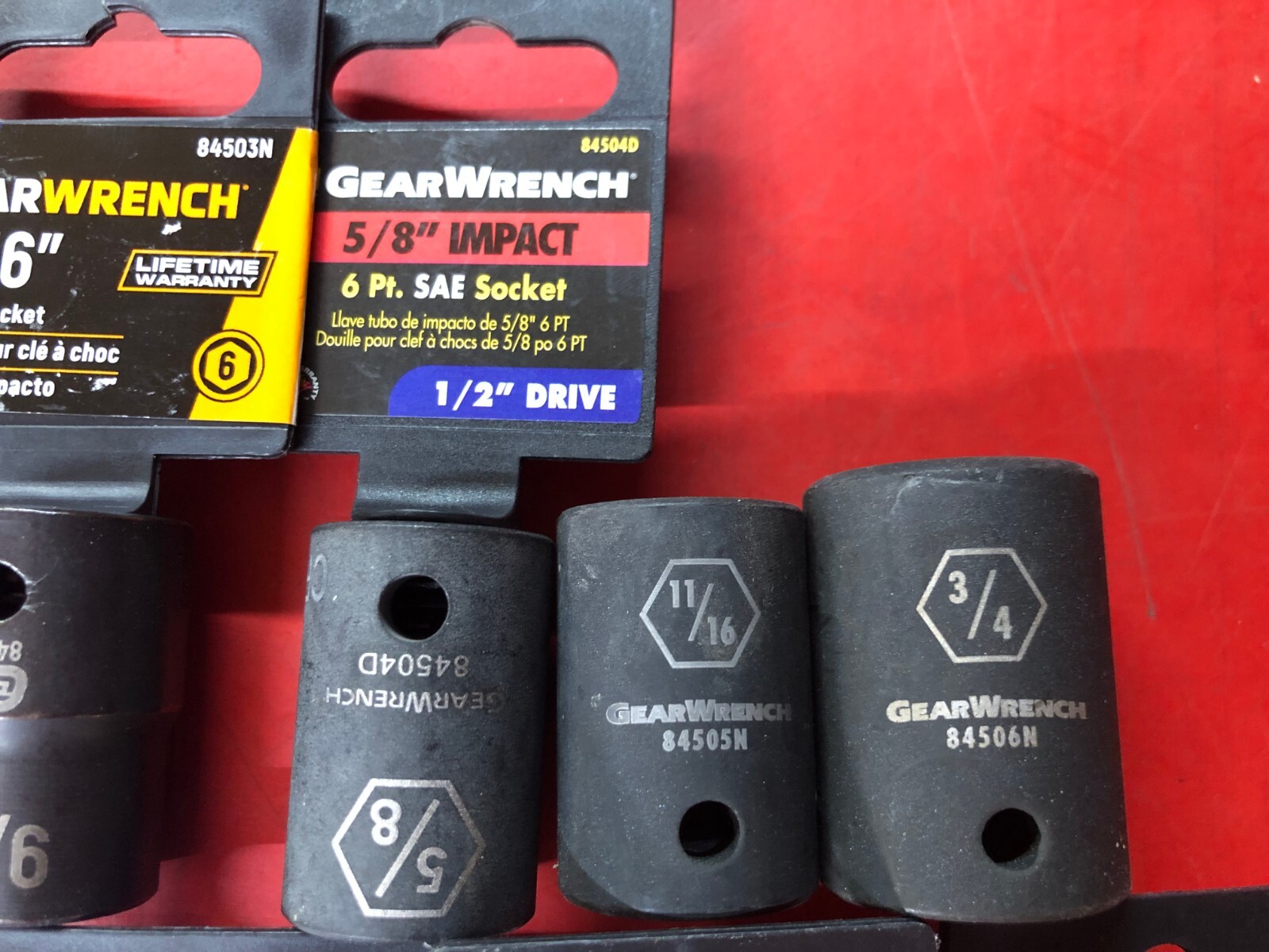 LOT OF 10 GEARWRENCH SAE SHALLOW IMPACT SOCKETS SET 1/2″ DRIVE 3/8″ UP TO 1-1/4″