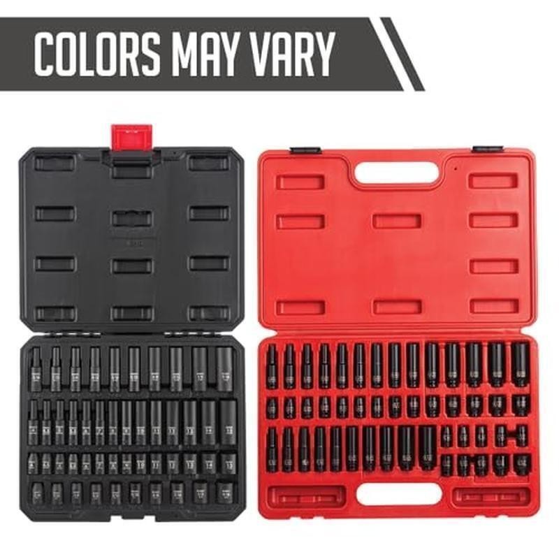 48PC 1/4 Inch Drive Master Impact Socket Set SAE/Metric 3/16 In-9/16 In 4mm-15mm