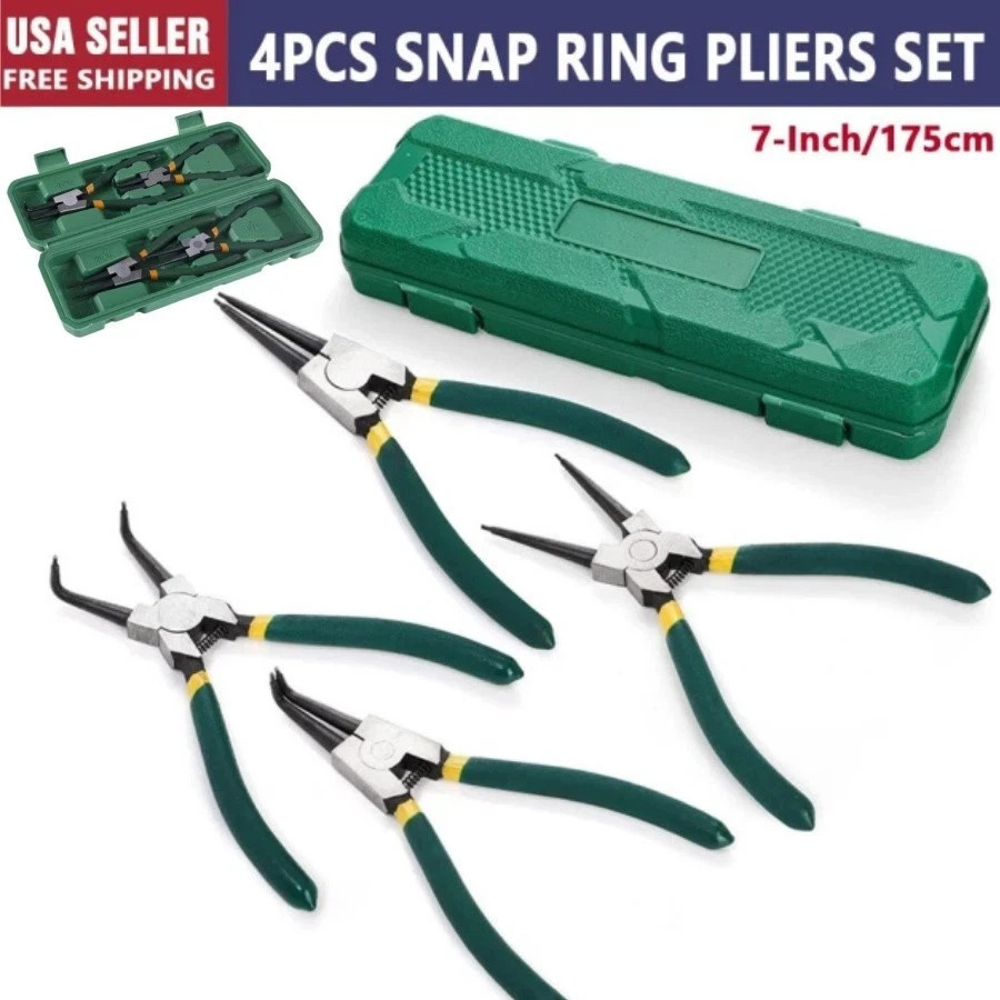 4pc 7″ Circlip Plier Snap Ring Pliers Portable Internal External Retaining Clip