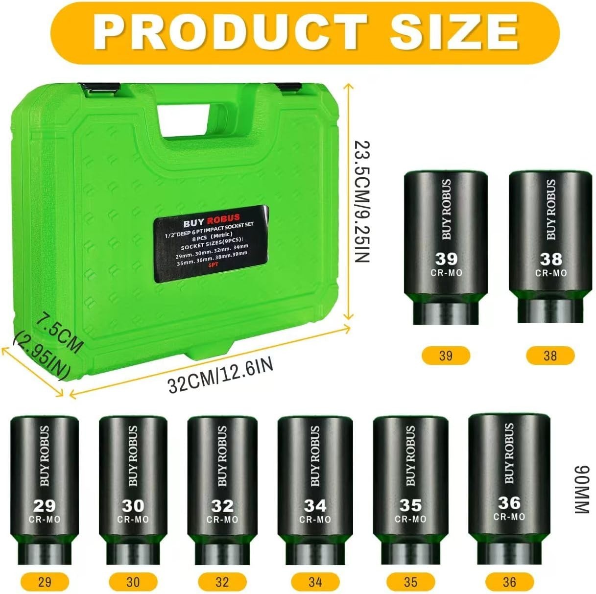Complete 1/2″ Deep Impact Socket Set – 8-Piece Metric CR-MO Tool Set for Pro Use