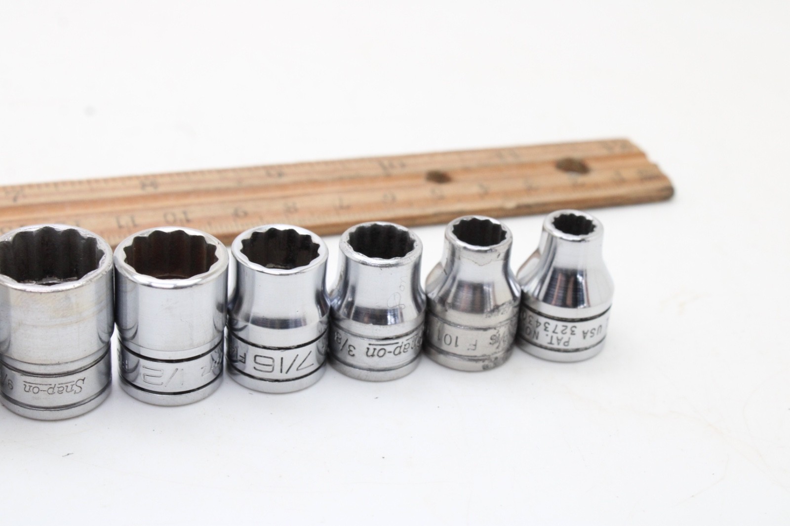 Snap-on F081 – F281 1/4-7/8″ 3/8″ Drive 12 Point 12 Piece SAE Chrome Set USA