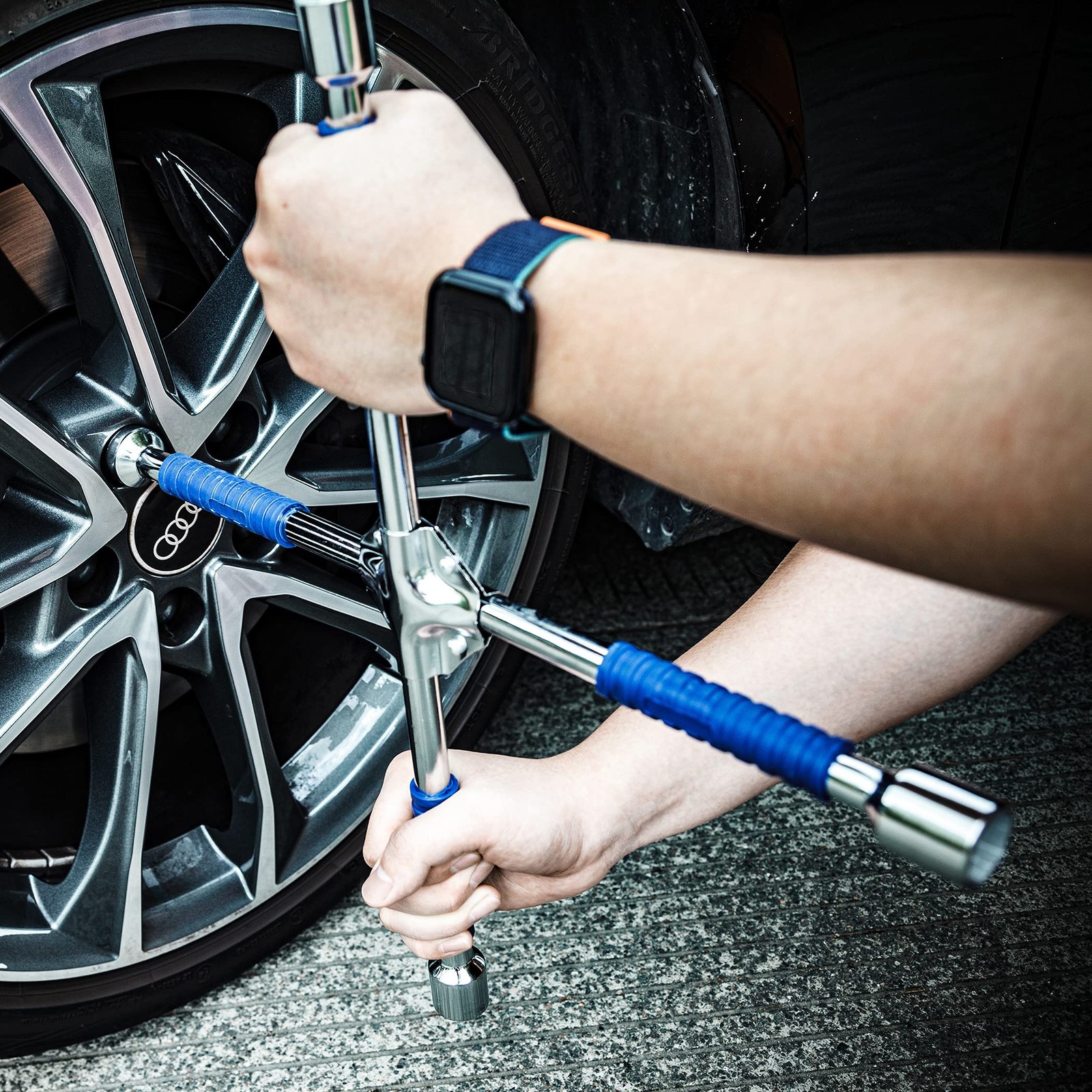 16 Inch Universal Heavy Duty Lug Wrench Non Slip 4 Way Tire Iron Wrench