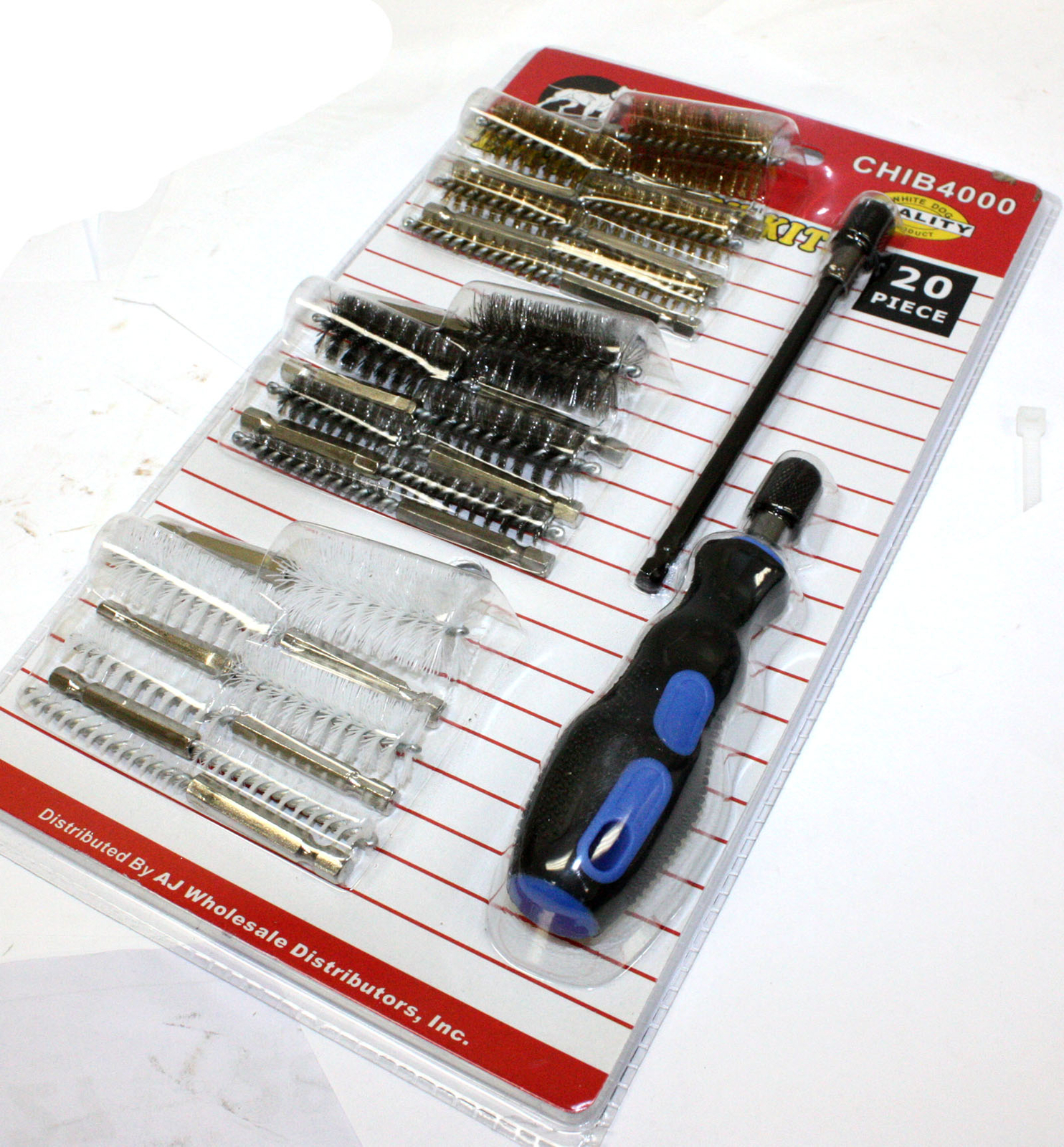 20PC STAINLESS STEEL, NYLON, & BRASS ENGINE BLOCK CLEANING BRUSH ATTACHMENT KIT