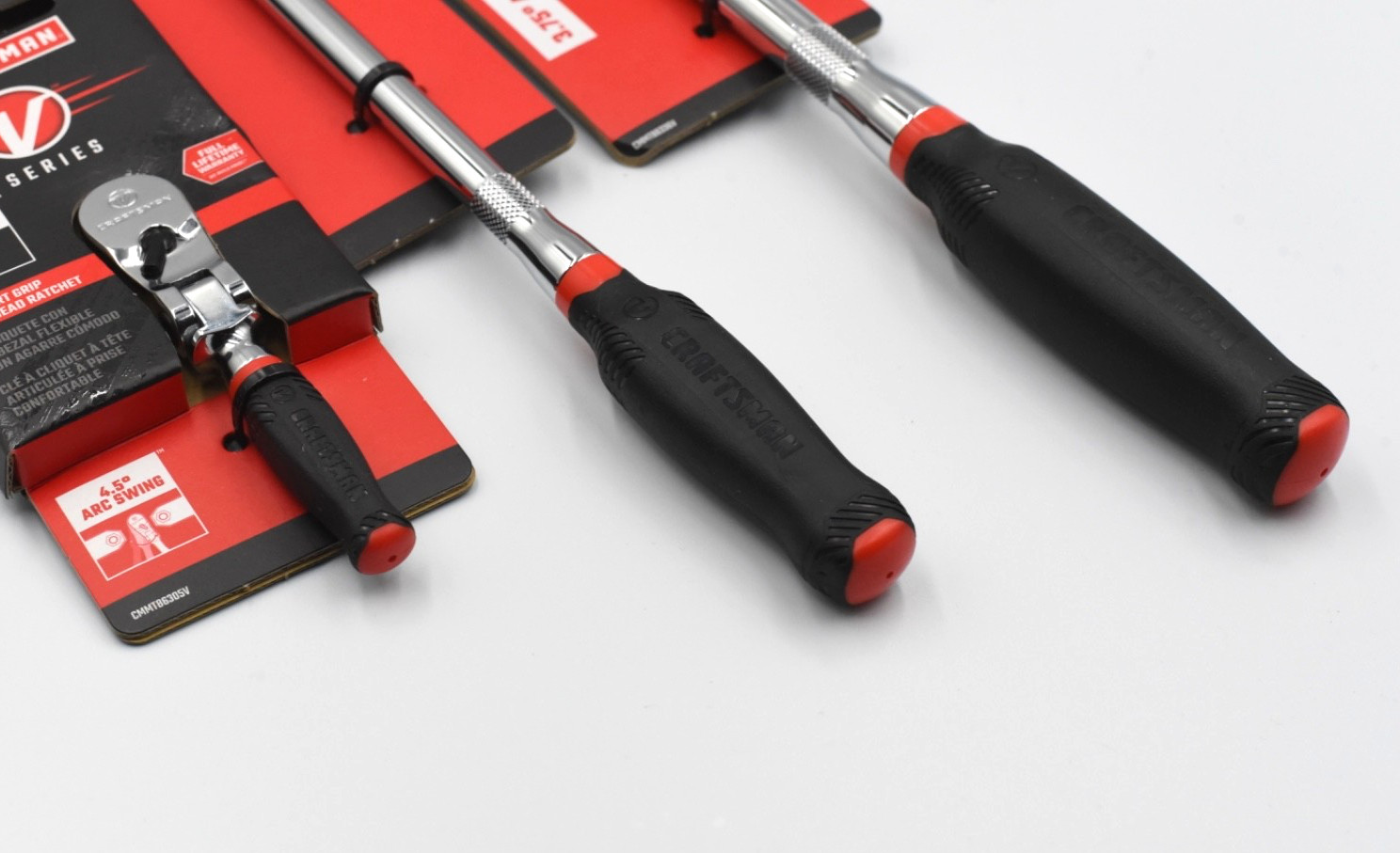Craftsman V-Series 3pc Comfort Grip Flex Head Ratchet Set [1/4in, 3/8in, 1/2in]