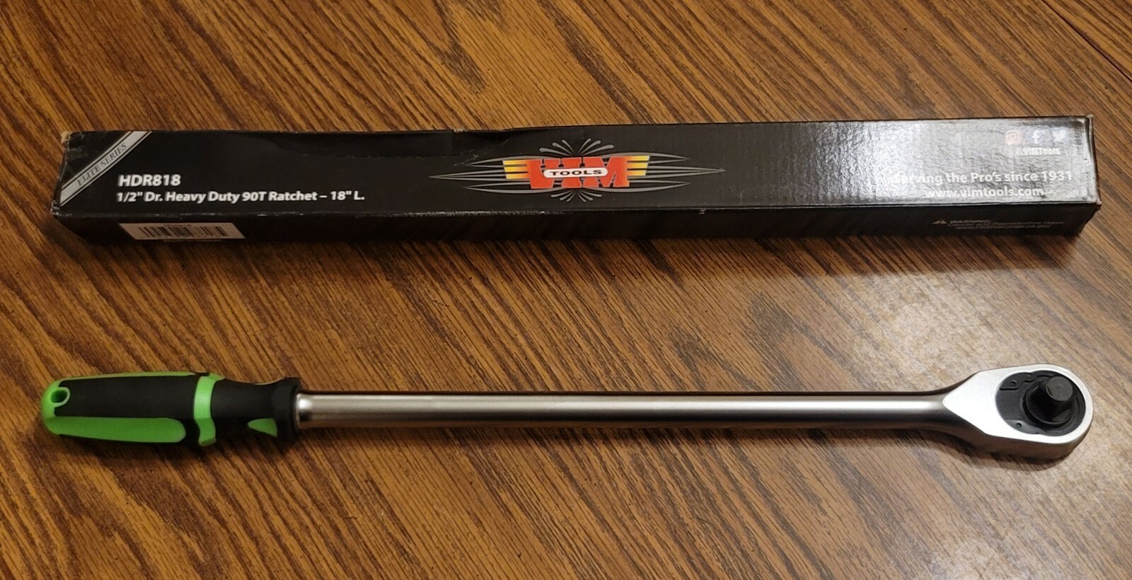 VIM PRO 90T 1/2″ drive 18″ Long Handle Ratchet w/ ERGO Soft Grip Handle #HDR818
