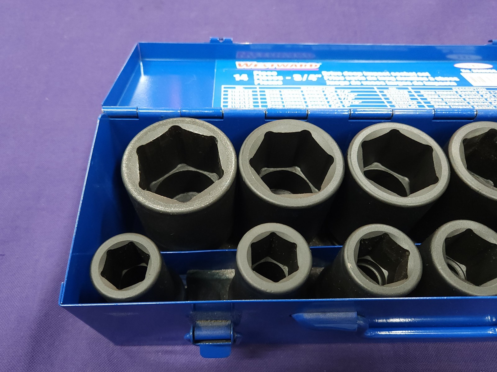 Westward 35HU98 13PC Deep Impact Socket Set w/ Metal Box! Great Condition!