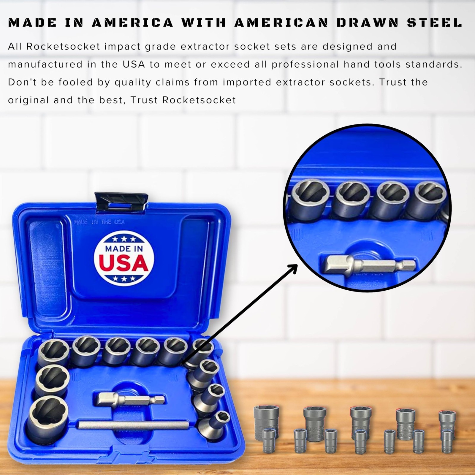 13-Piece Bolt Extractor Set | Turbo Sockets for Stripped & Rounded Bolts | ⅜” Dr
