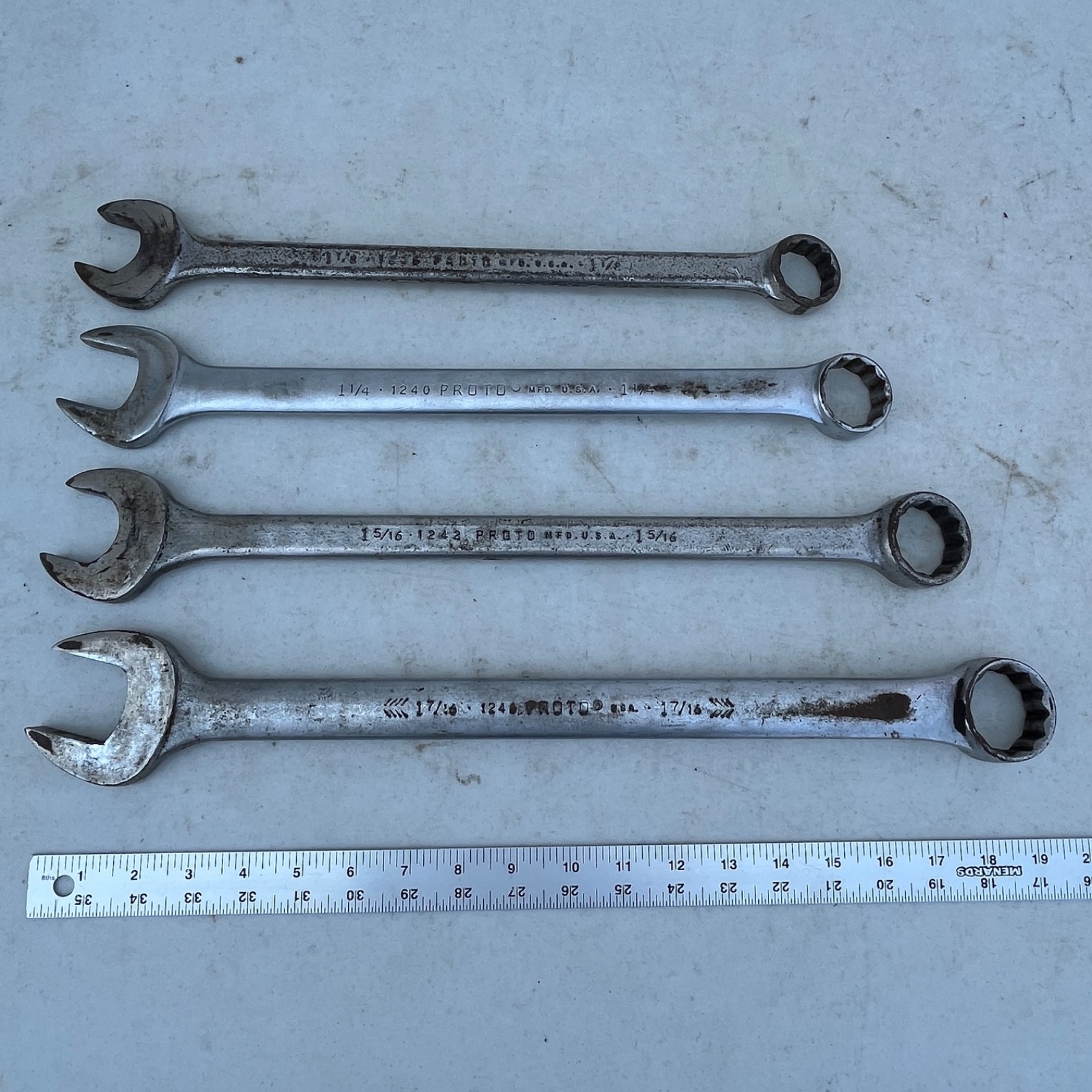 PROTO TOOLS 4 PC 12 pt COMBINATION WRENCH SET 1-1/8” TO 1-7/16” 1236-1246