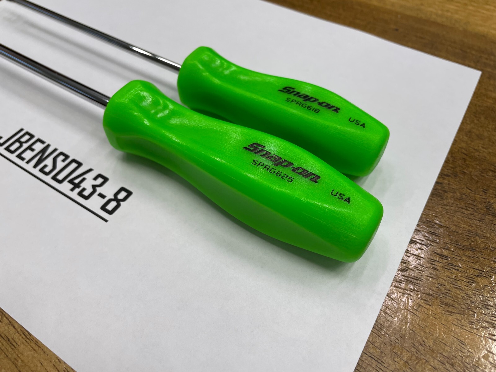 Snap-on Tools USA NEW 2 Piece GREEN Hard Handle Push-Pull Spring Tool Lot Set