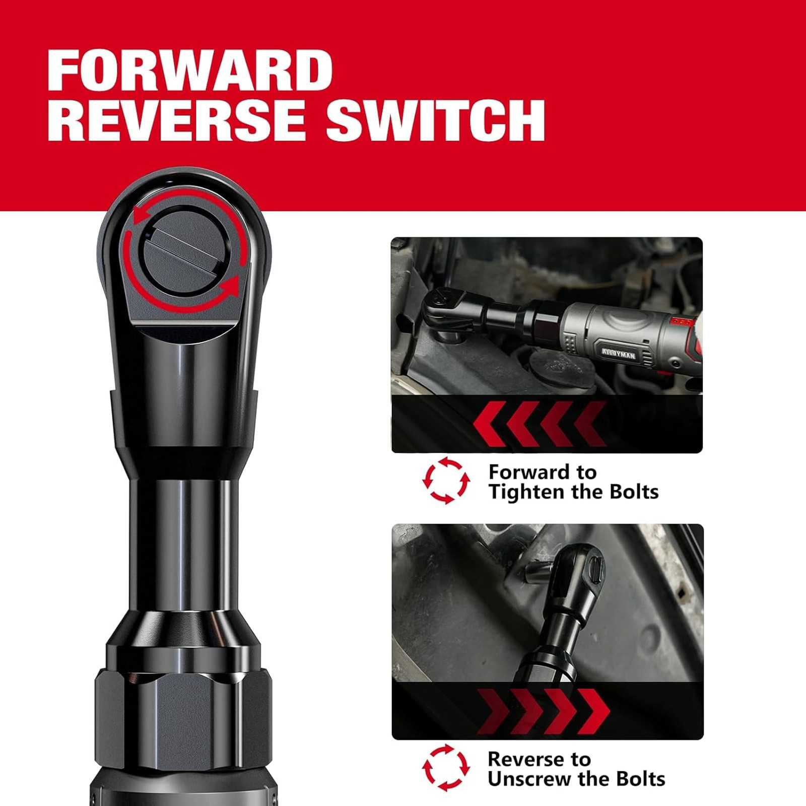 3/8″ Cordless Ratchet Wrench Set, 60FT-LBS(80N.m) Electric Ratchet, 12V Extended