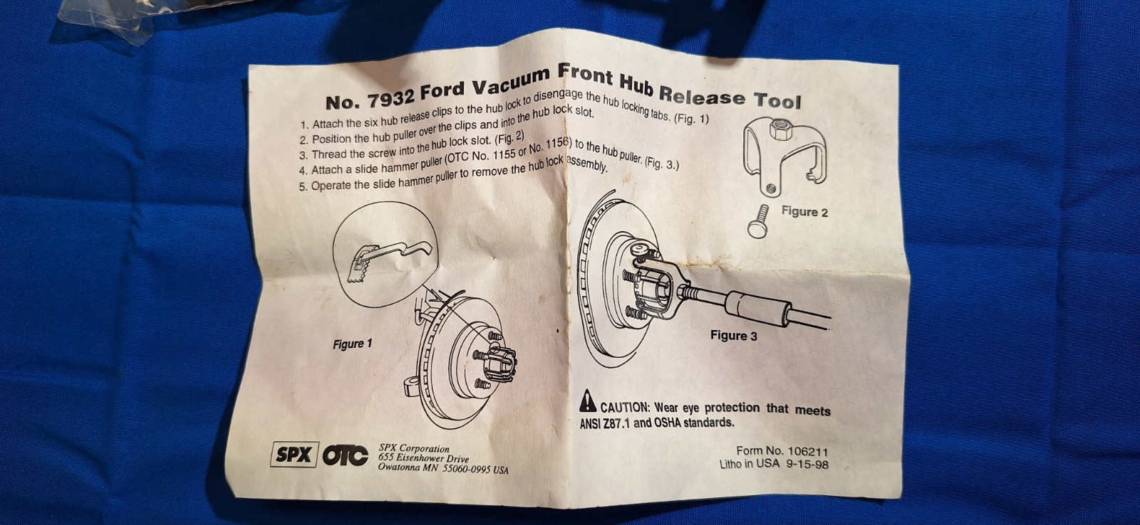 OTC Ford Vaccum Front Hub Release Tool 7932 1998 & Newer 4×4 Ranger F250 F350
