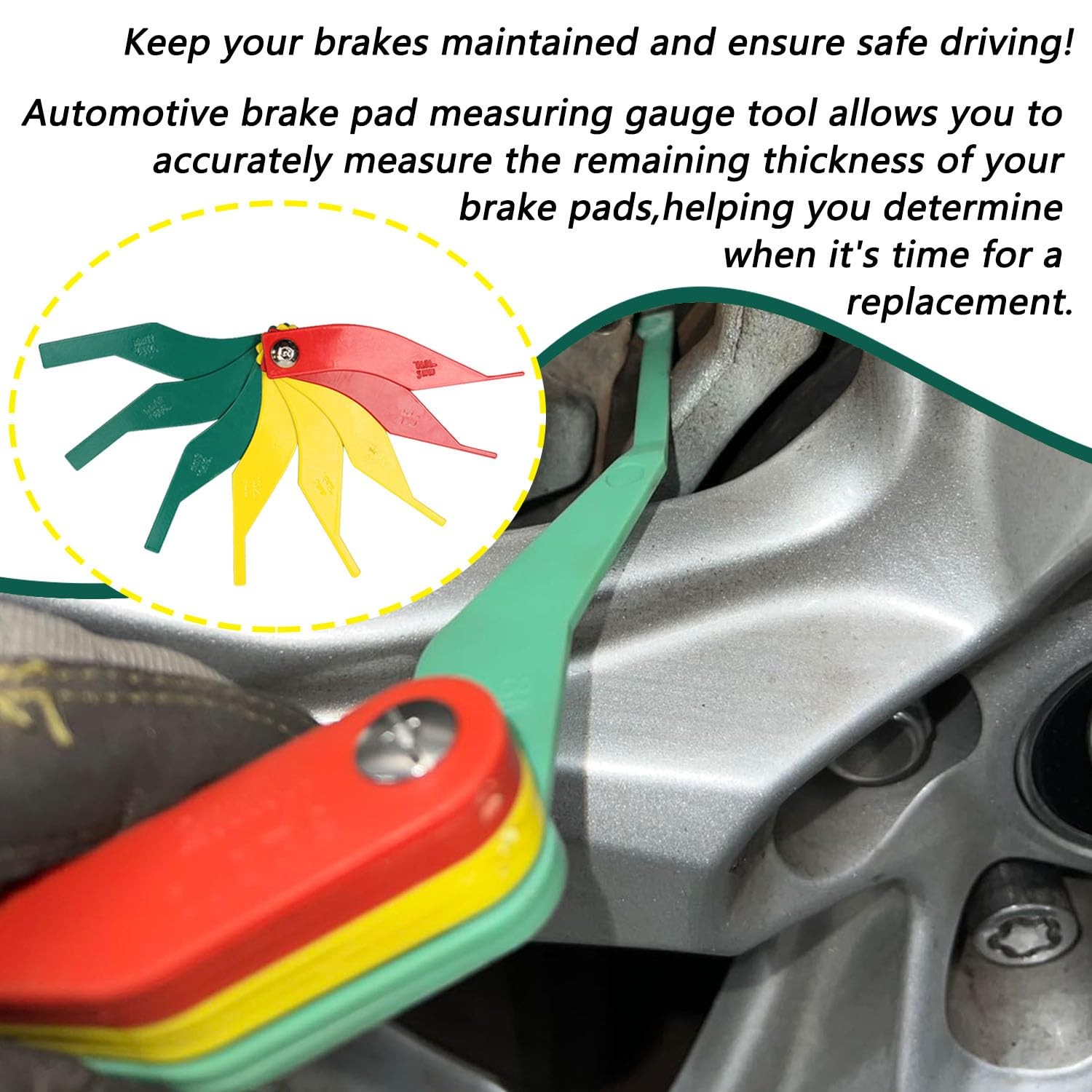 2 Pack Brake Lining Thickness Gauge, Automotive Brake Pad Measuring Tool 8in1…