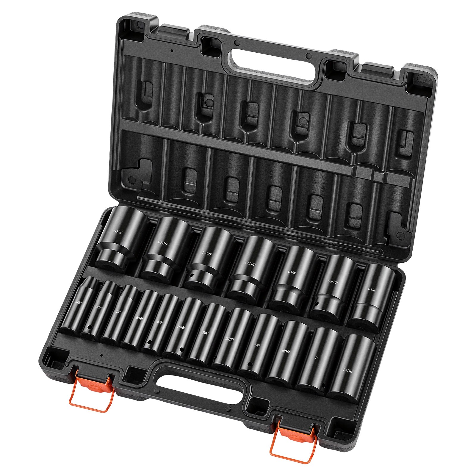 Uimoso 19-Piece 1/2″ Drive Impact Socket Set, Deep Sockets 3/8″ to 1-1/2″