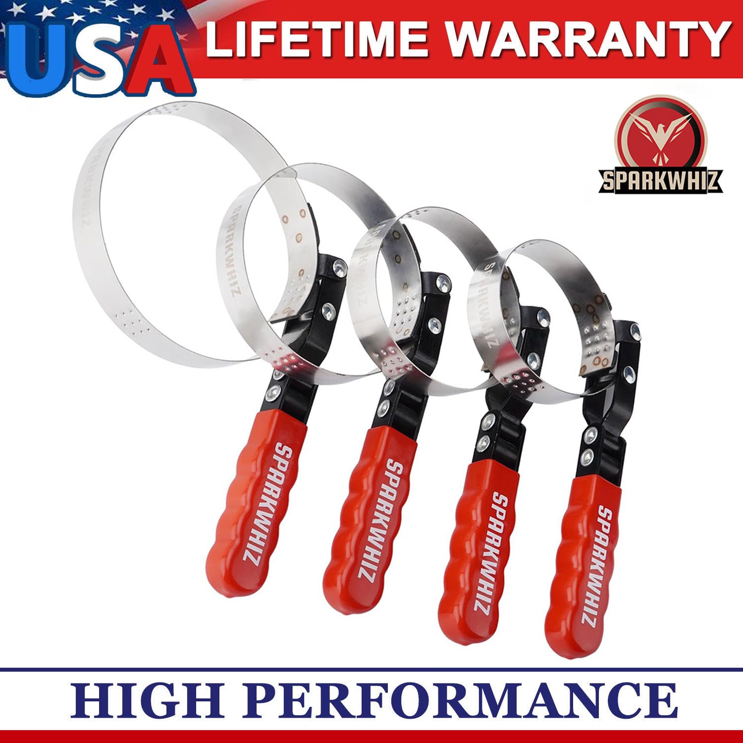 Set of 4 Swivel Oil Filter Wrench 2-3/4″ – 5-1/4″ 4 Size Oil Filter Strap Wrench
