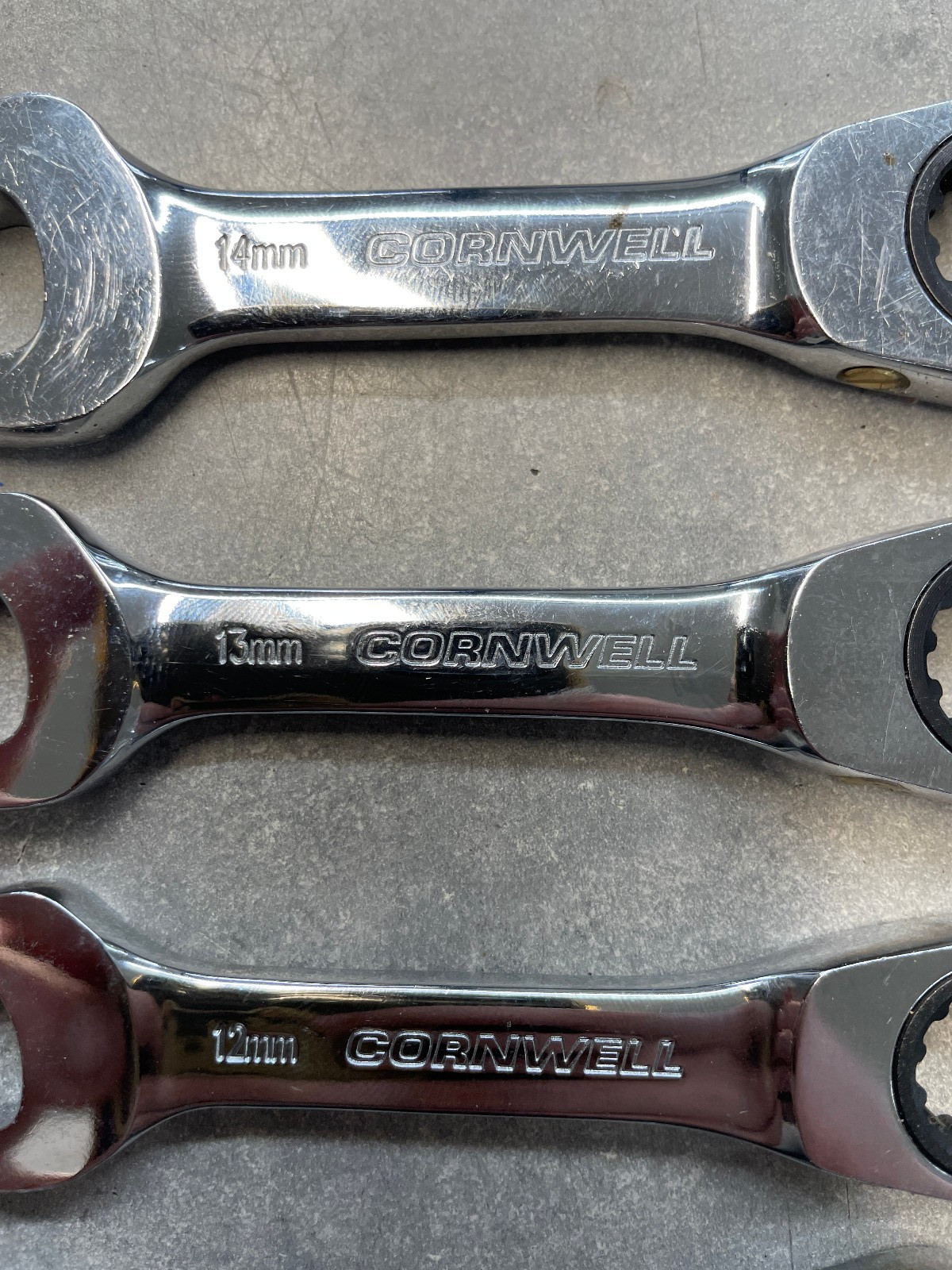 Cornwell Tools CRW12MSSB 12 Pc Stubby Metric Ratcheting Wrench Set In Foam Tray