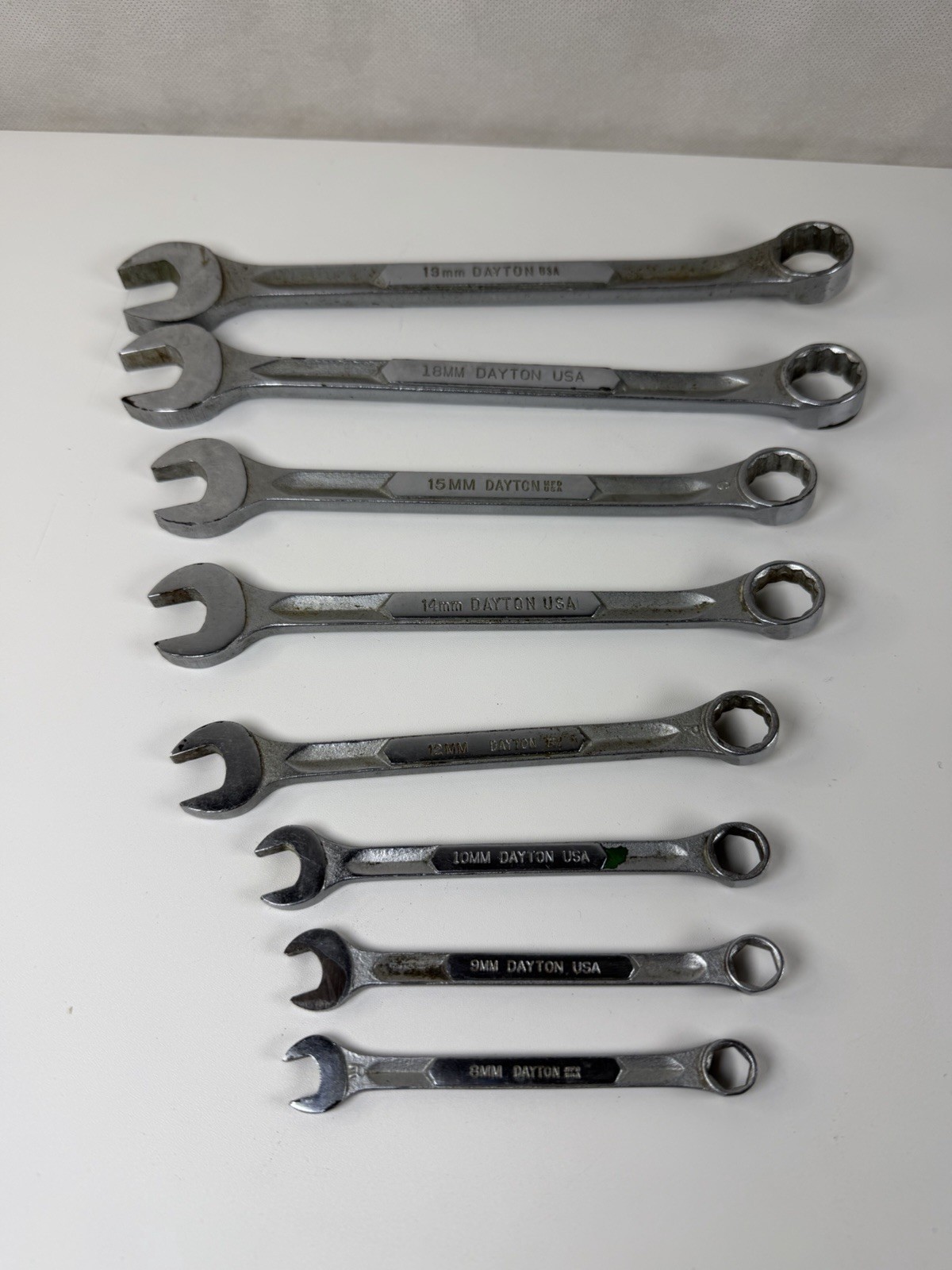 Vintage Dayton USA Metric Combination Wrench Set 12-Point 8pc Hand Tool Lot