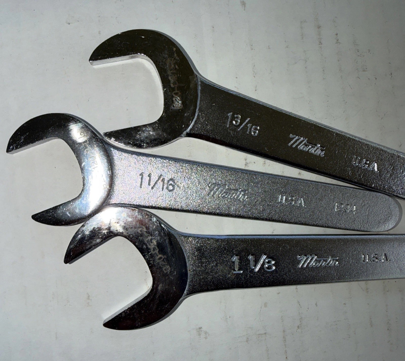 6 PC Martin Service Thin Angle Wrenches Wrench Set Sae 1-1/16”TO”1-1/2 USA