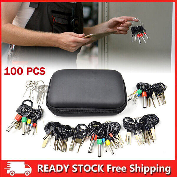 100Pc Auto Pin Ejector Wire Kit Extractor Terminal Removal Connector Puller Tool