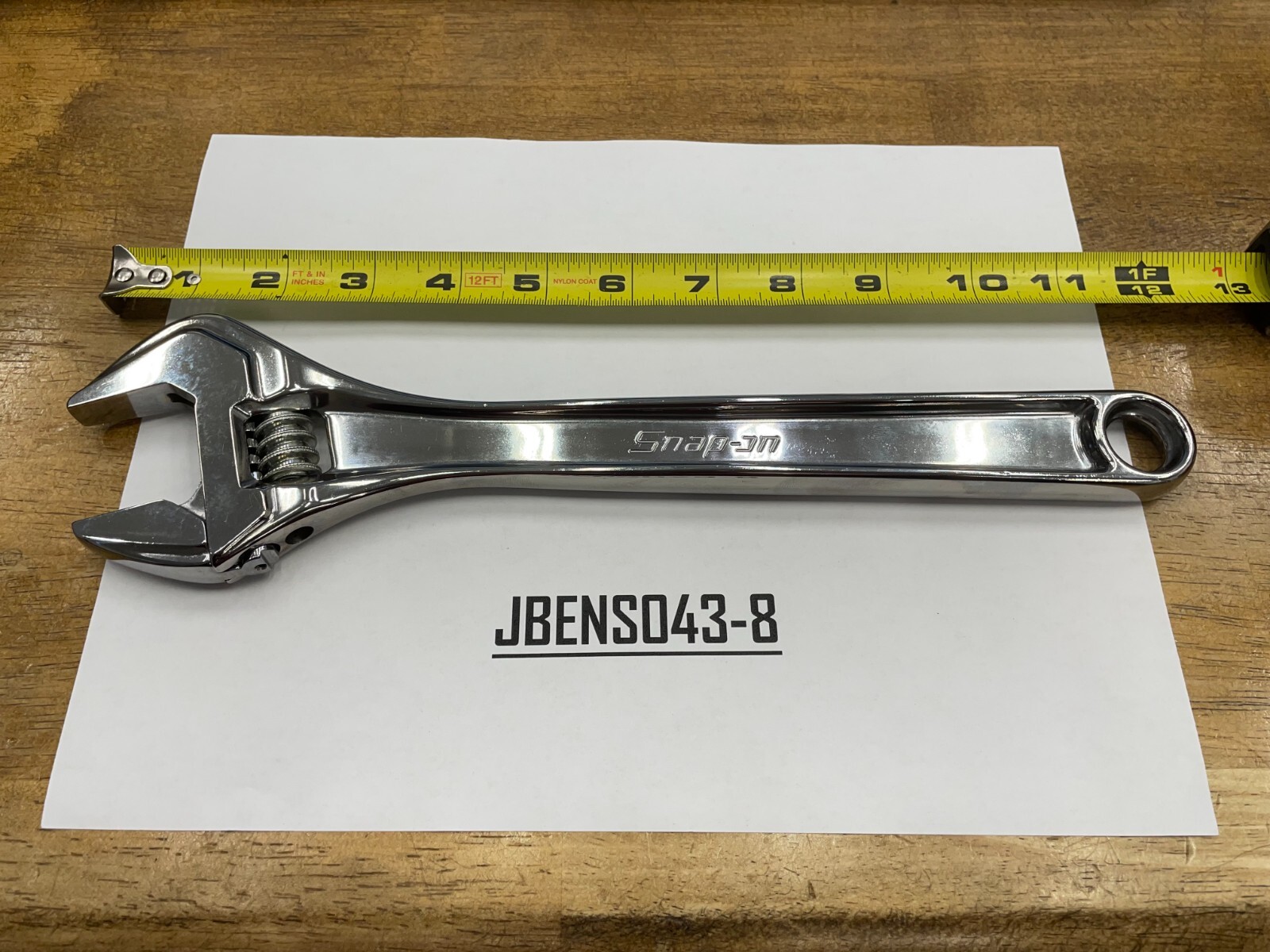 Snap-on Tools NEW 12″ Length Chrome Smooth Jaw Adjustable Wrench AD12BA